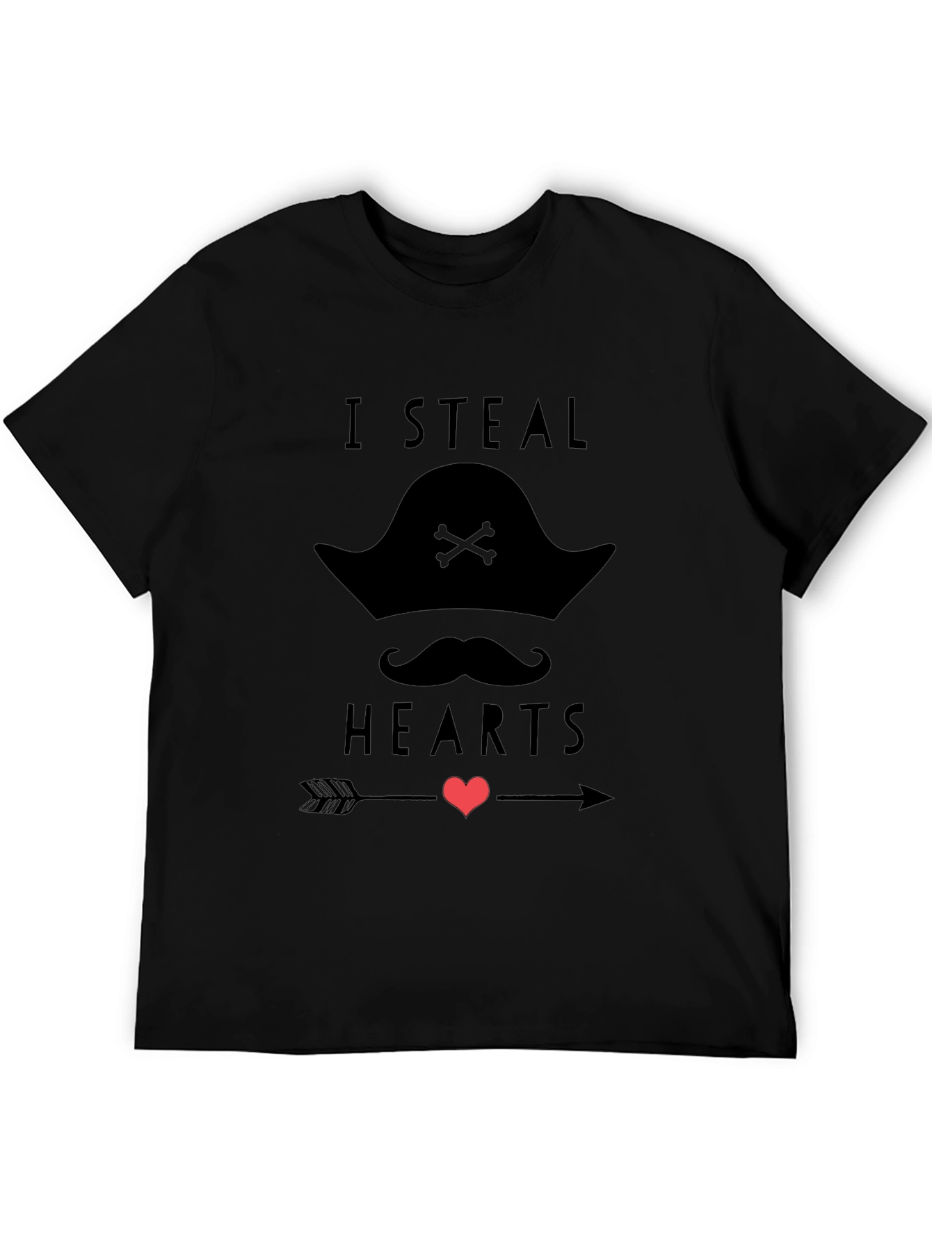 Black I Steal Hearts Pirate Graphic T-Shirt view 5