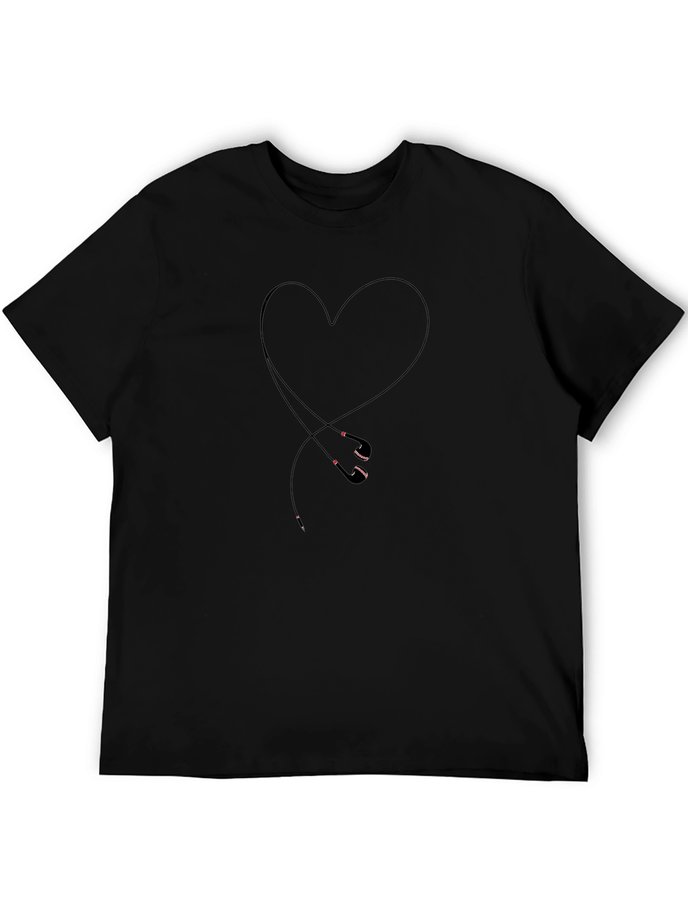 Black Heart Headphones Graphic Tee - Love Your Music! view 5