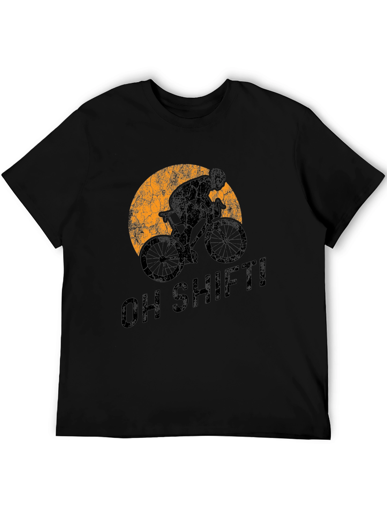 Black Oh Shift! Cycling T-Shirt - Sporty Graphic Tee view 5