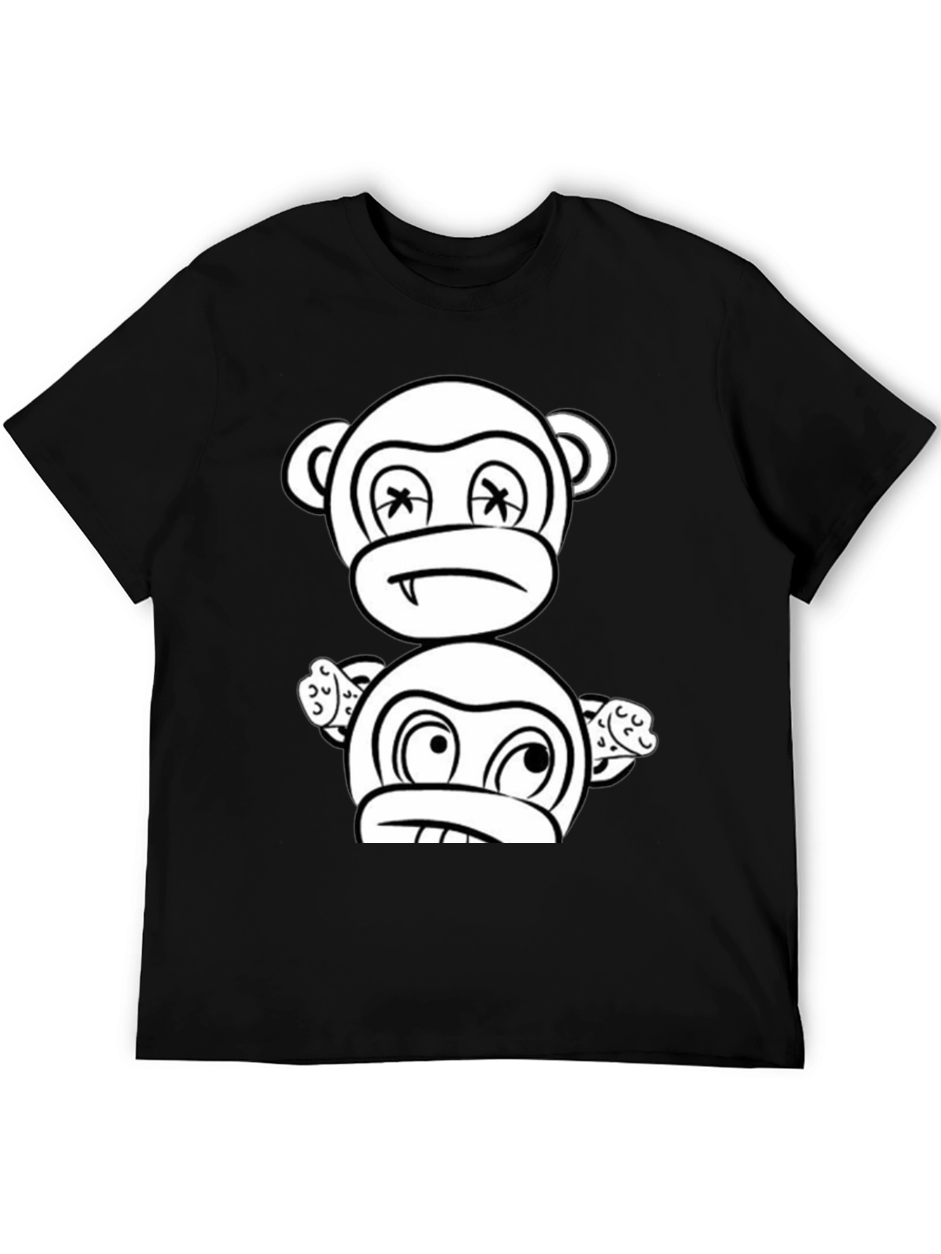 Black Cartoon Monkey Graphic Black T-Shirt view 5