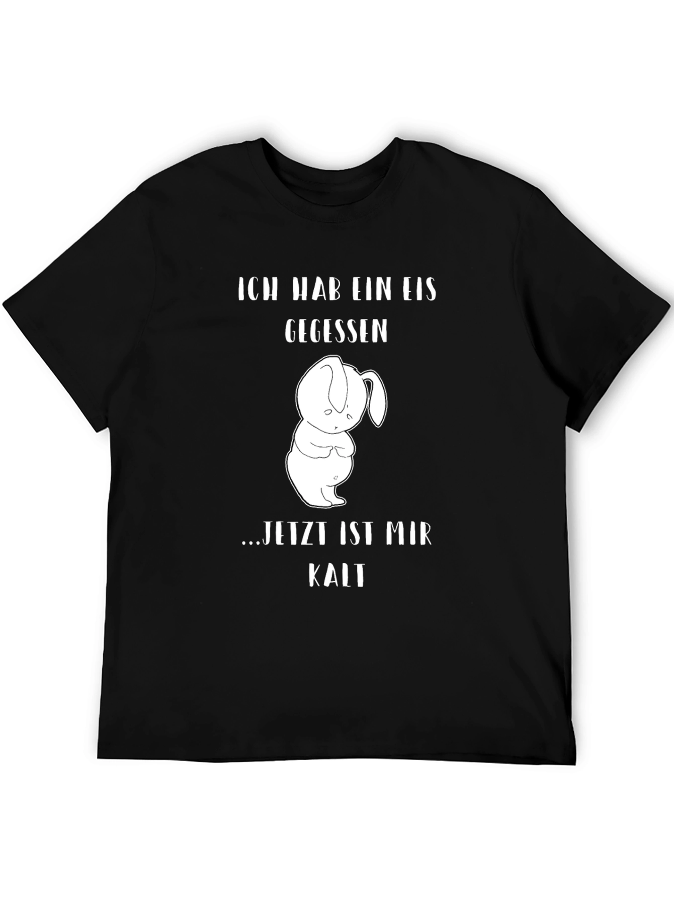 Black Funny Rabbit Ice Cream T-Shirt - Now I'm Cold view 5