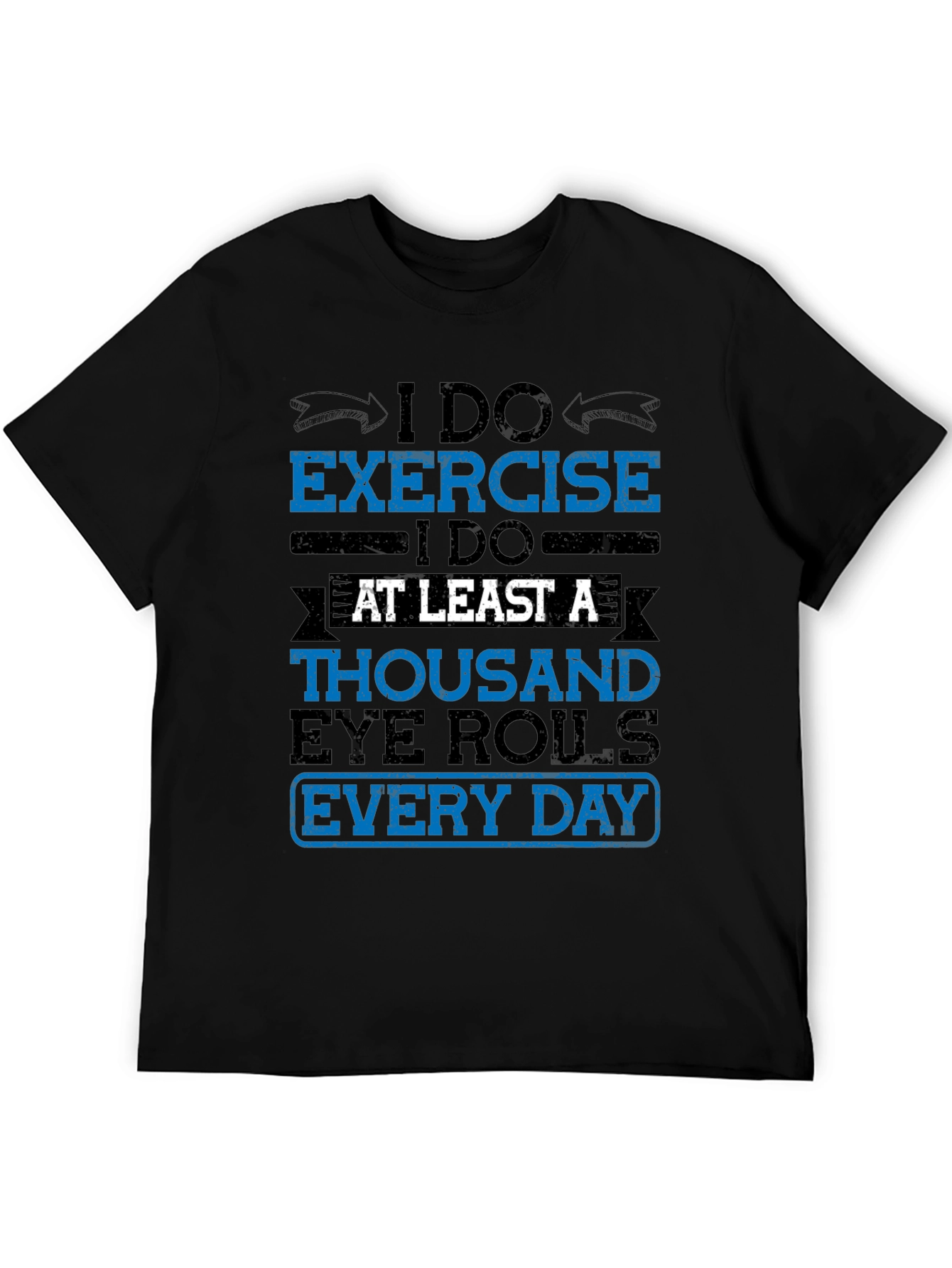 Black Funny Exercise Eye Roll T-Shirt view 5