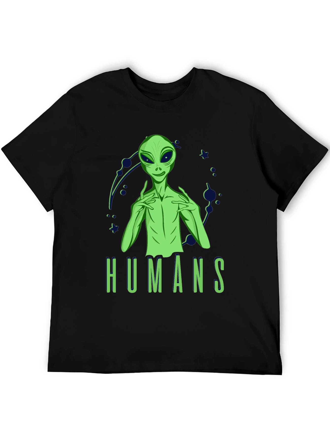 Black Alien 'Humans' Graphic Tee - Men's Black T-Shirt view 5