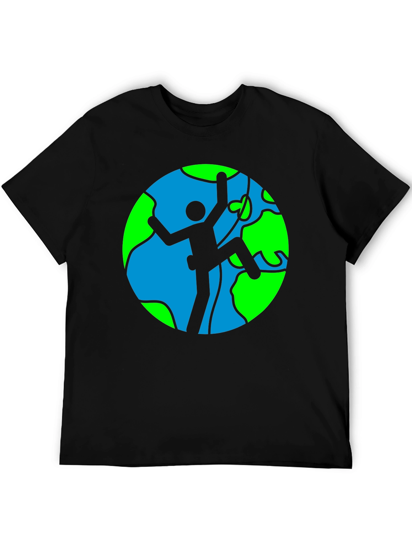 Black Climber Earth Graphic Tee - Black Cotton T-Shirt view 5