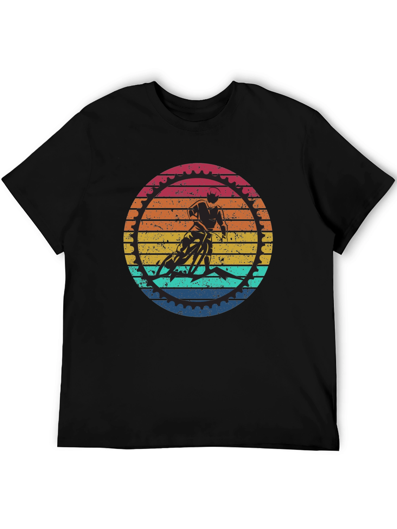 Black Retro Cycling Graphic T-Shirt - Black view 5