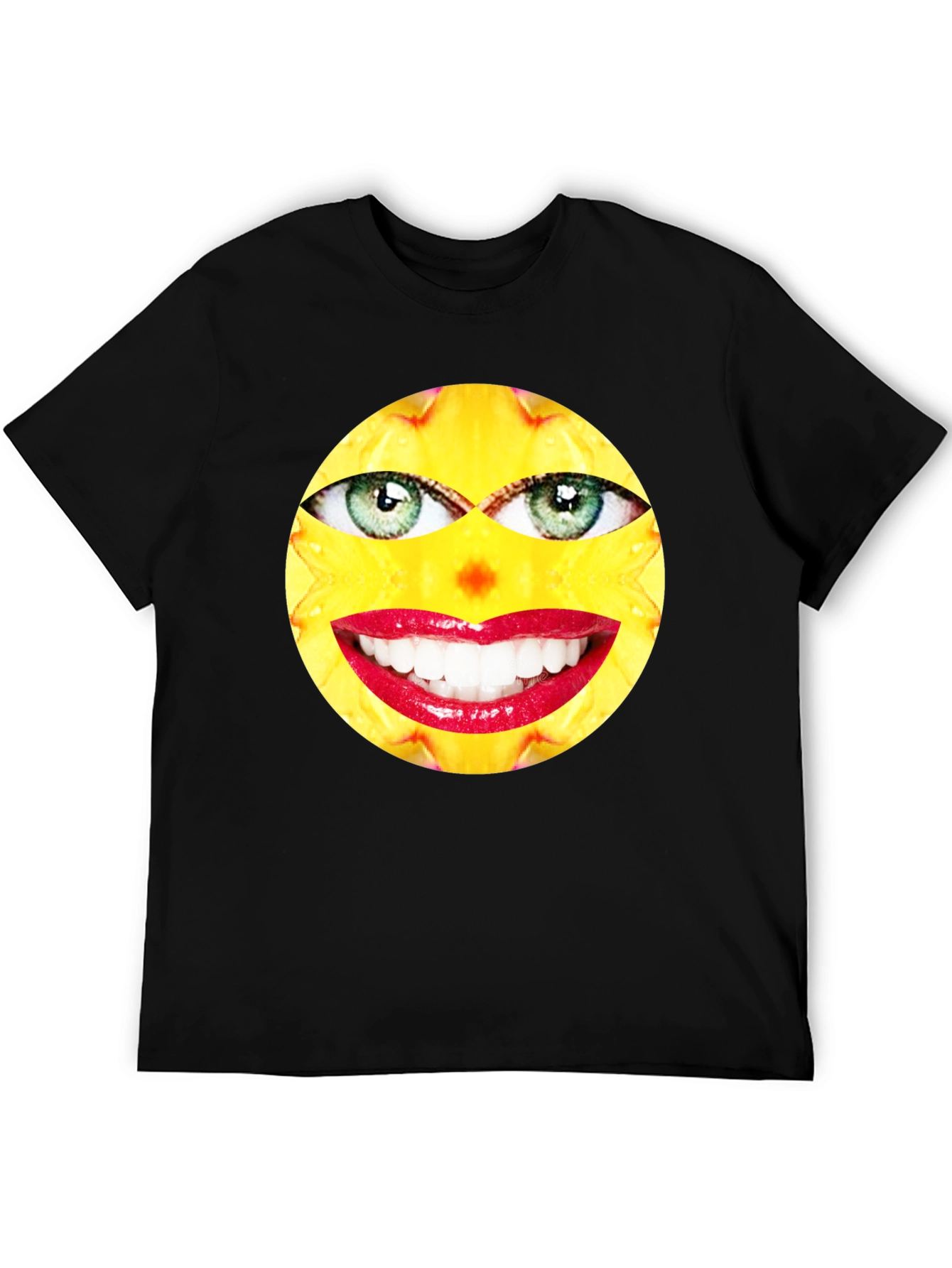 Black Funny Face Graphic Print Black T-Shirt view 5