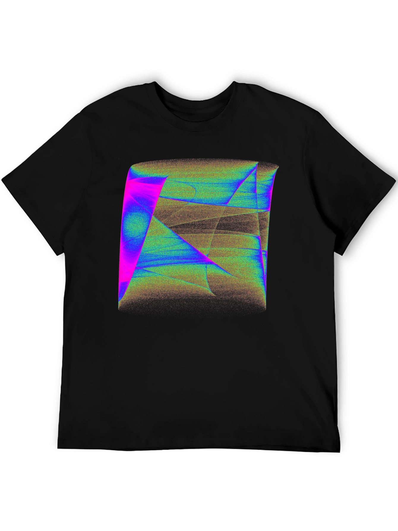 Black Abstract Geometric Art Men's Black T-Shirt view 5