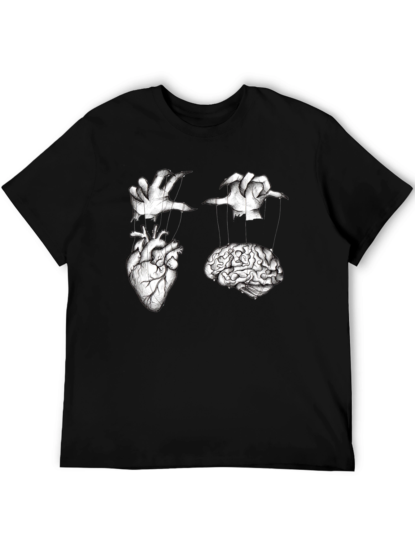 Black Brain & Heart Marionette T-Shirt view 5