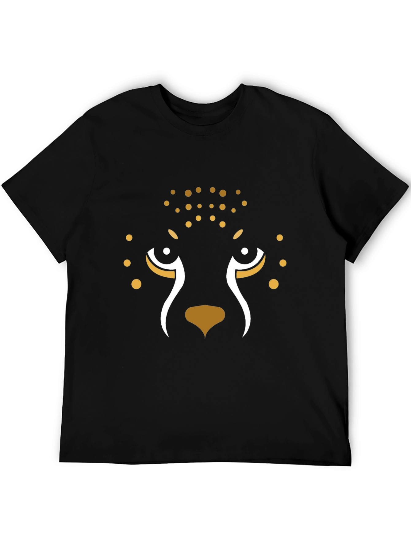 Black Stylish Black Cheetah Face T-Shirt view 5