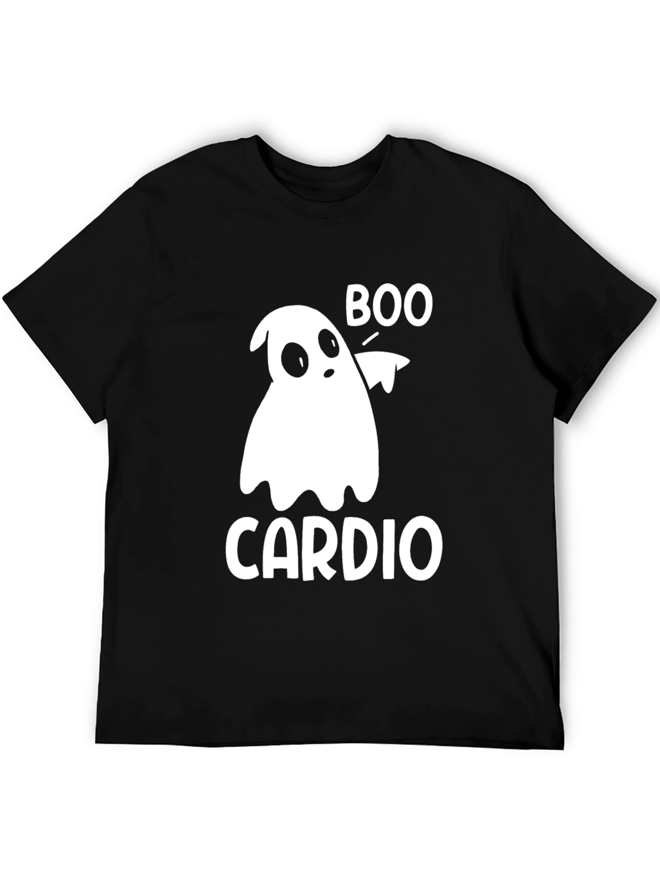 Black Boo Cardio Ghost T-Shirt - Funny Halloween Workout Tee view 5