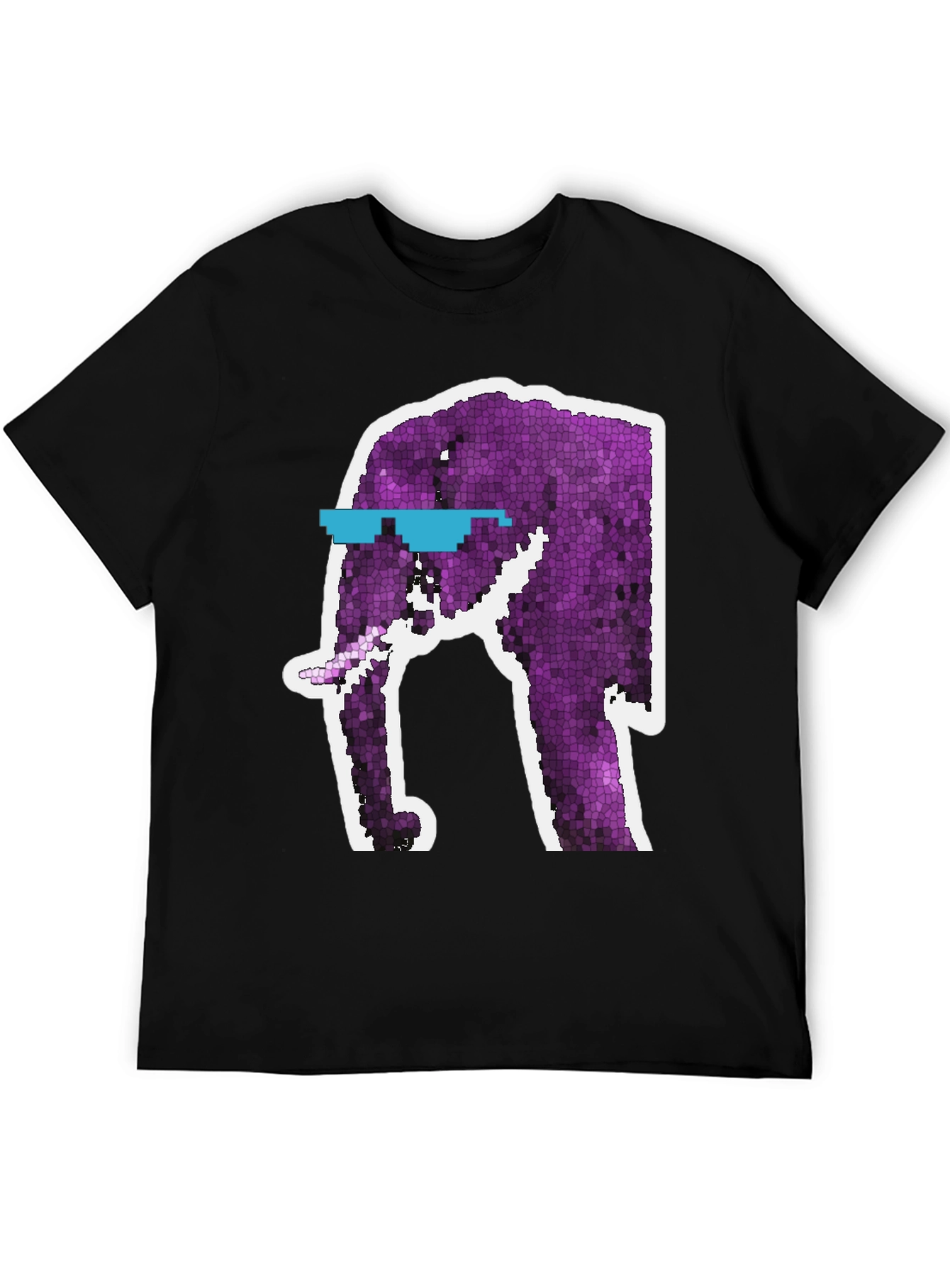 Black Cool Elephant Graphic Tee - Black Cotton T-Shirt view 5