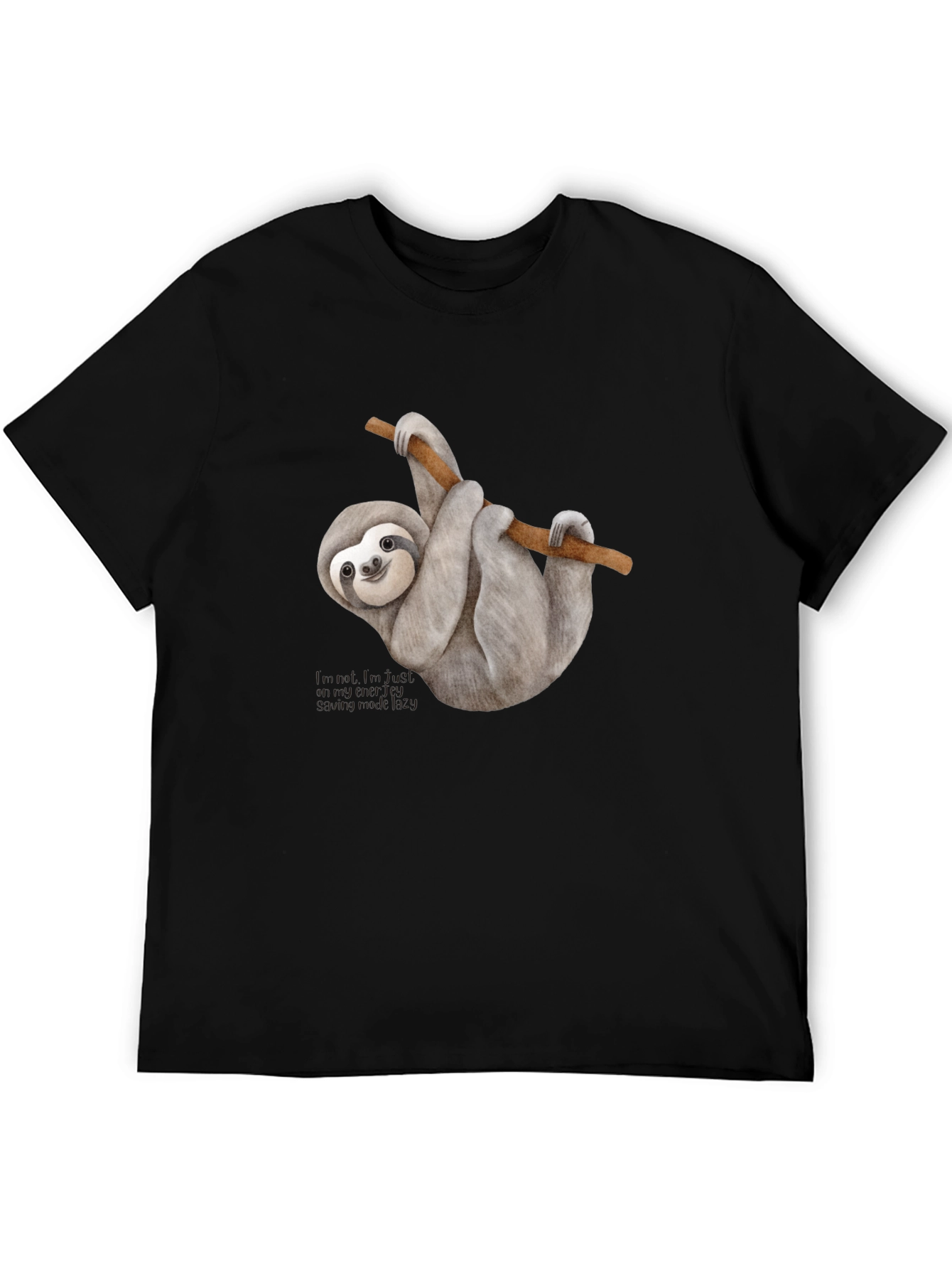 Black Sloth Graphic T-Shirt - Black Crew Neck Tee view 5
