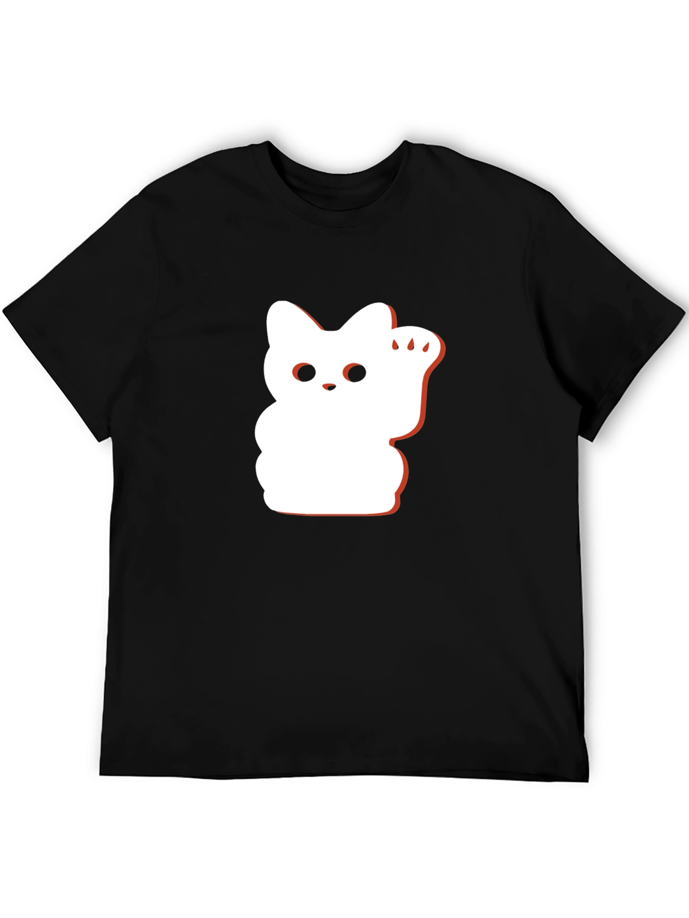 Black Lucky Cat Graphic Tee - Black Cotton Blend view 5