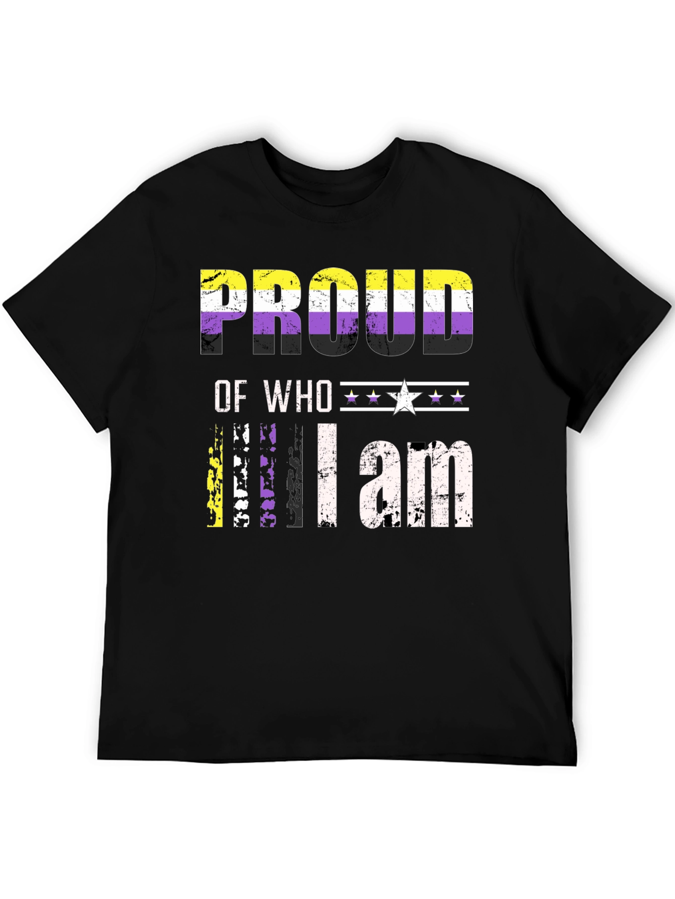 Black Proud of Who I am Nonbinary T-Shirt view 5