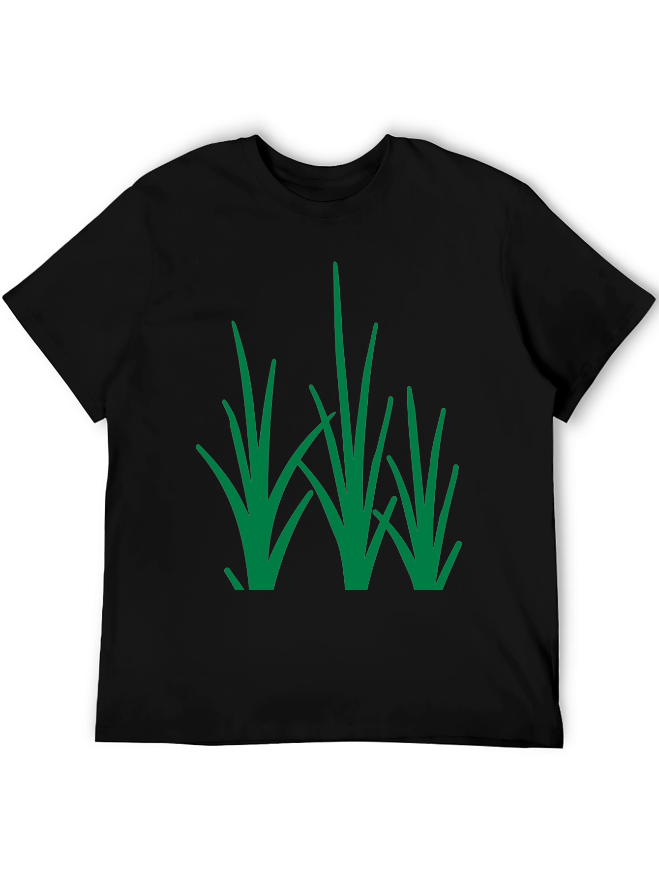 Black Green Grass Design Black T-Shirt view 5
