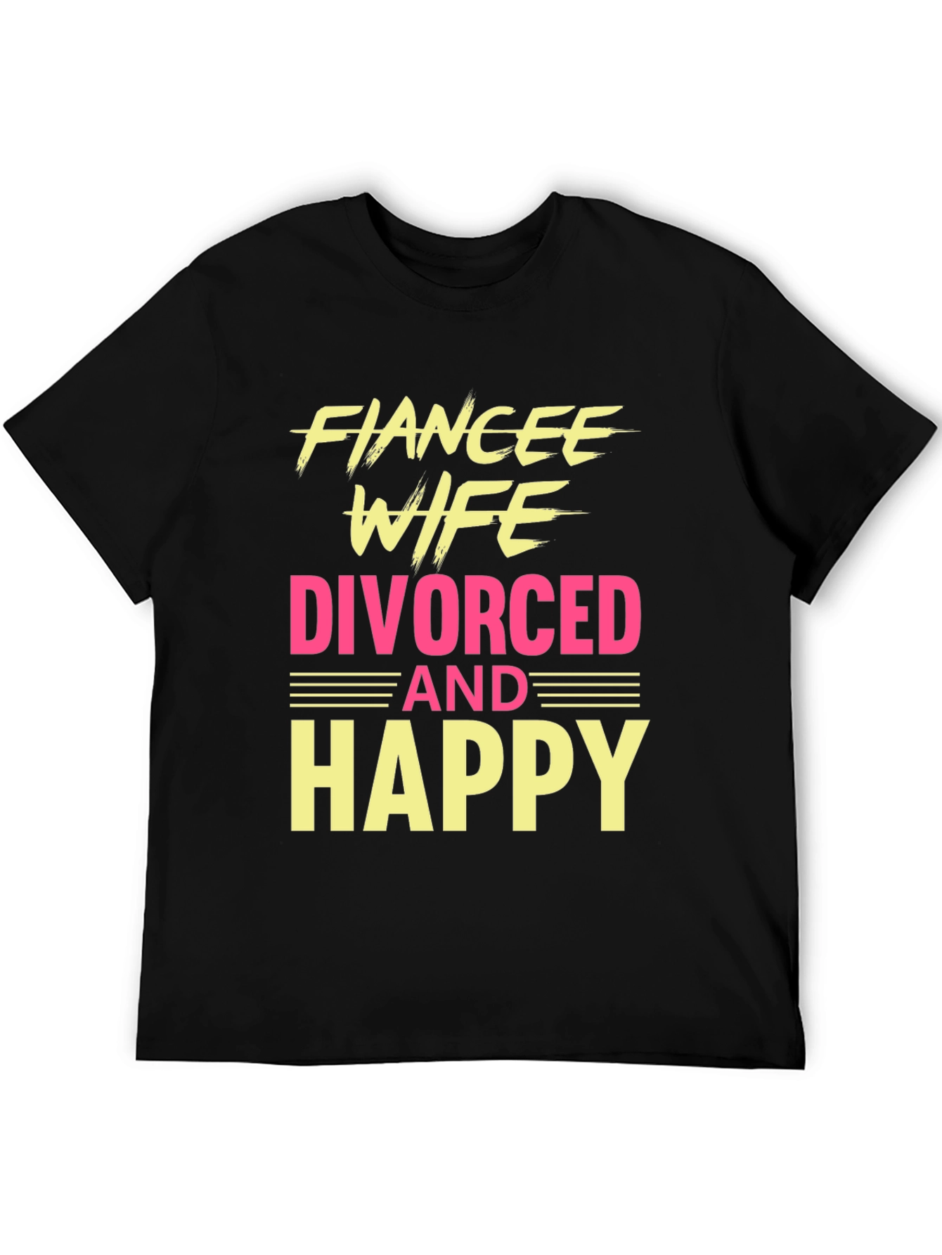 Black Funny Divorced & Happy Graphic T-Shirt view 5