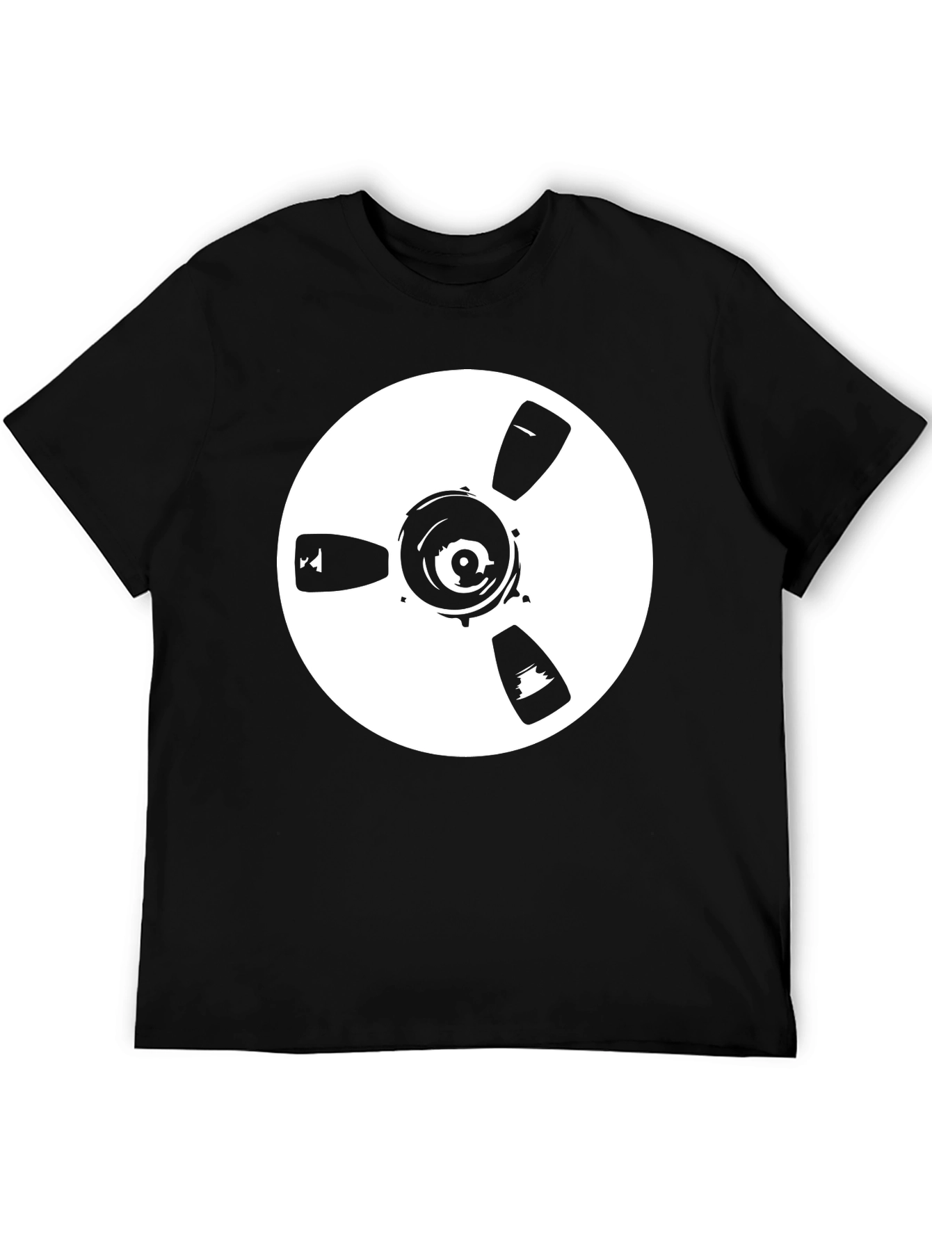 Black Retro Reel-to-Reel Record T-Shirt view 5