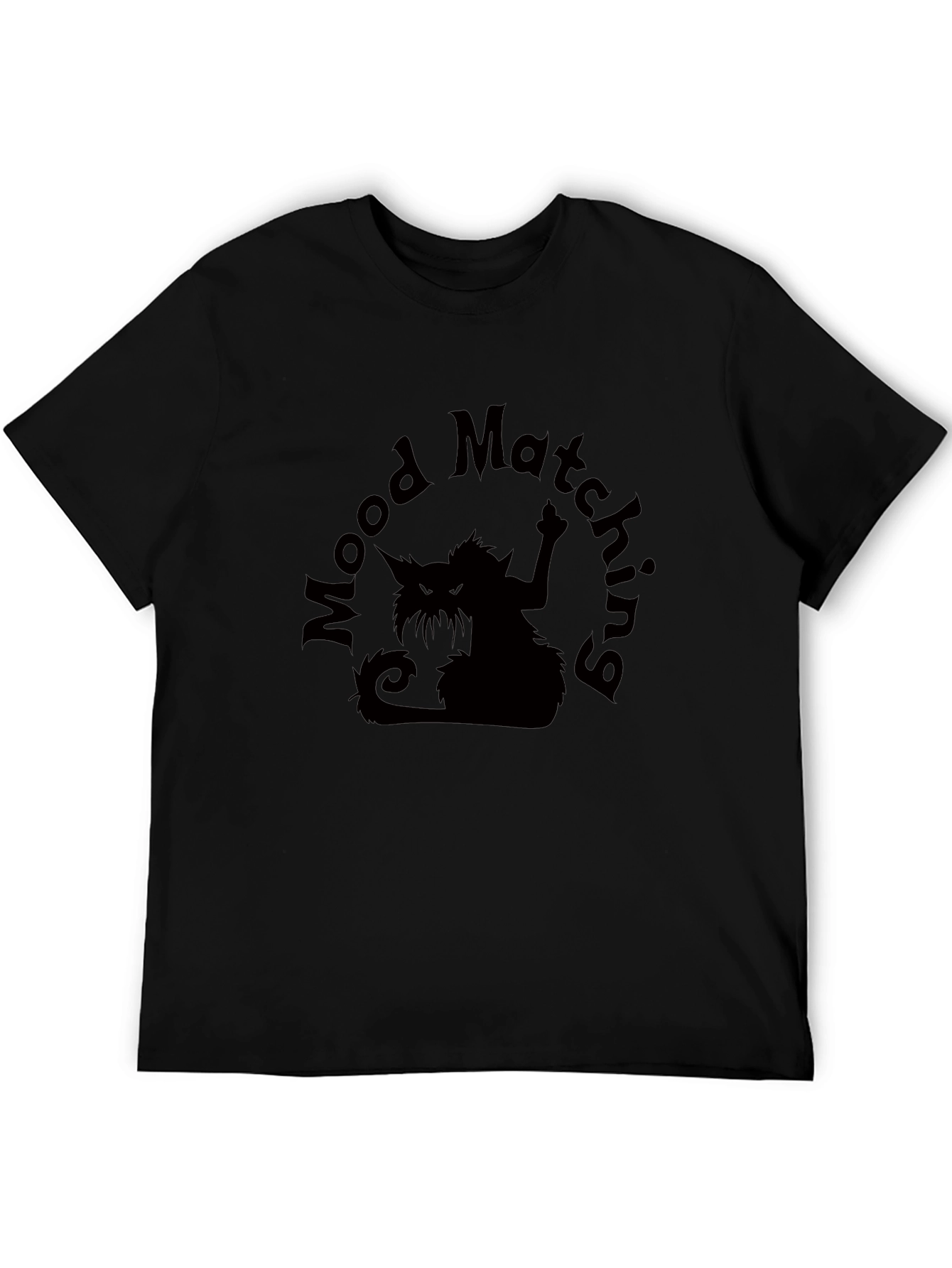 Black Mood Matching Cat Graphic Tee - Black Cotton T-Shirt view 5
