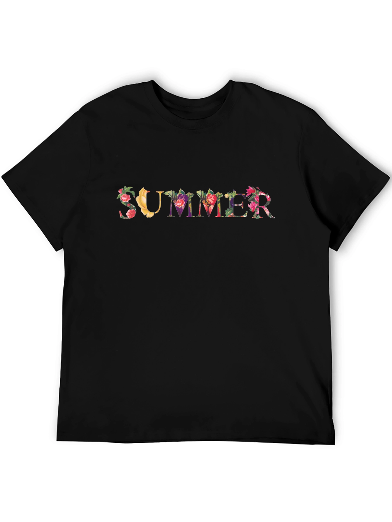 Black Floral "Summer" Graphic Print Black Tee view 5