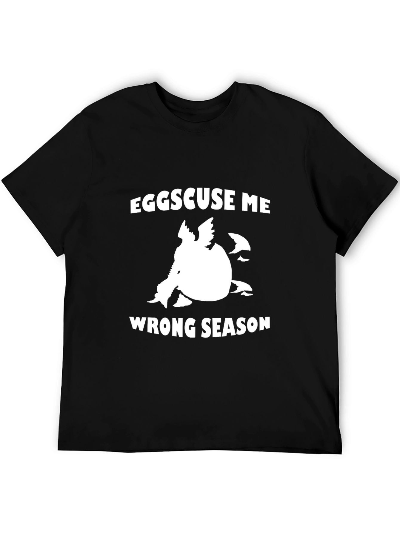 Black Eggscuse Me Wrong Season Black Graphic Tee view 5