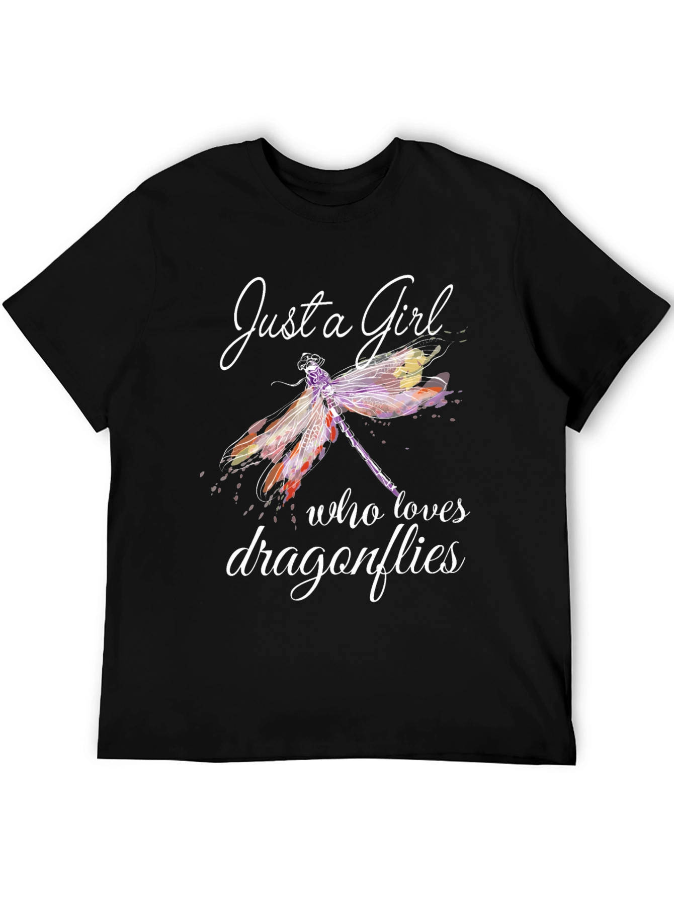 Black Just a Girl Who Loves Dragonflies Graphic Tee view 5