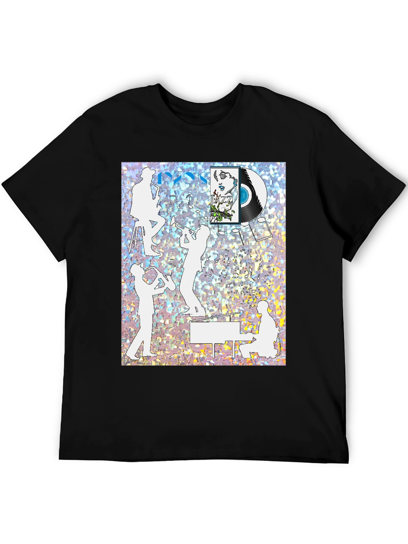 Black Jazz Music T-Shirt - Vintage Style view 5