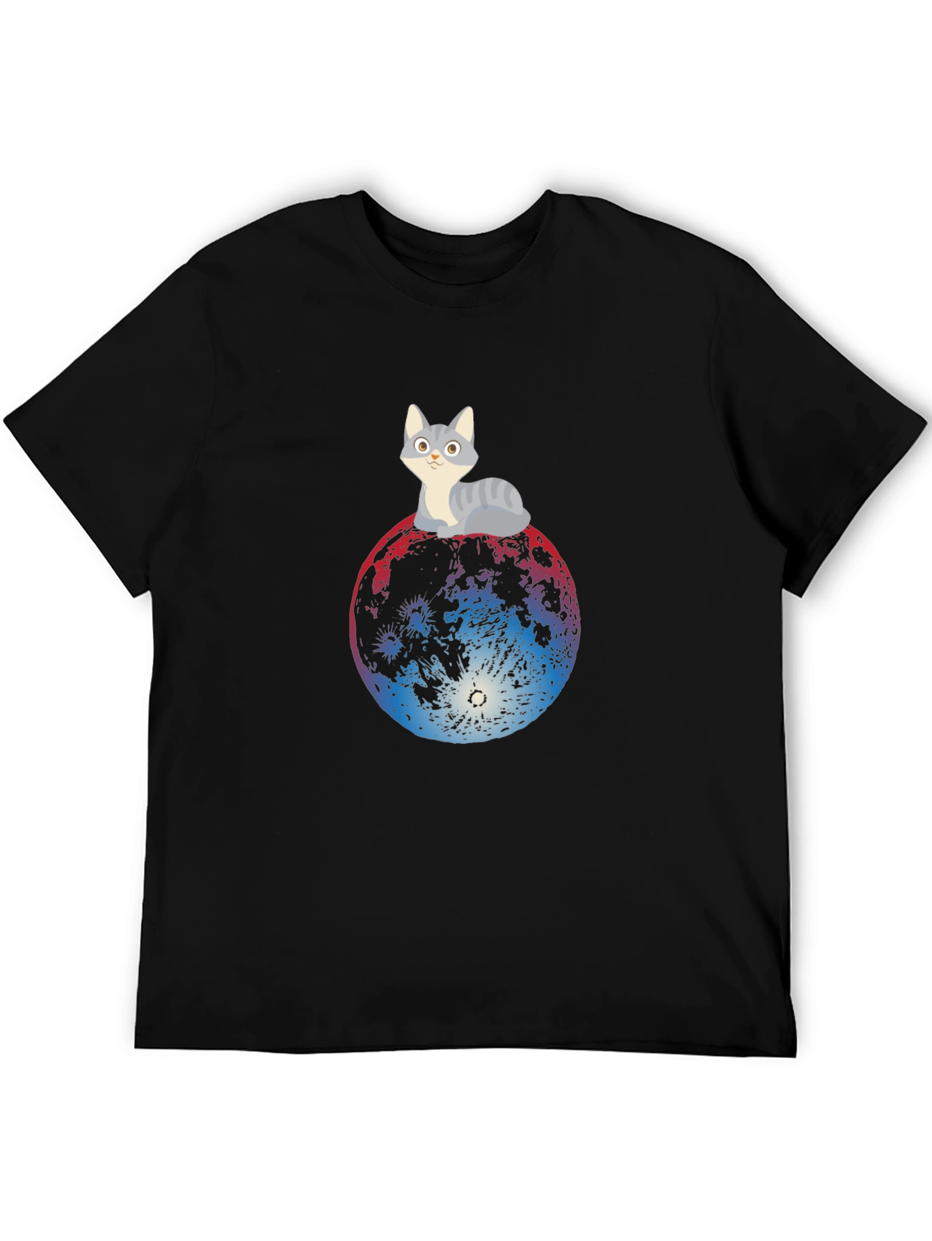 Black Cat on Moon Graphic Tee - Black T-Shirt view 5