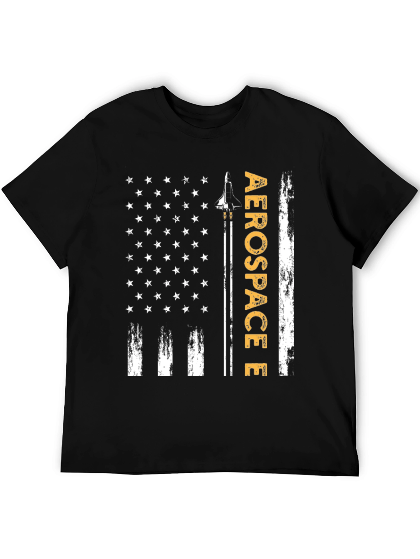 Black Aerospace Flag Graphic T-Shirt - Patriotic Design view 5