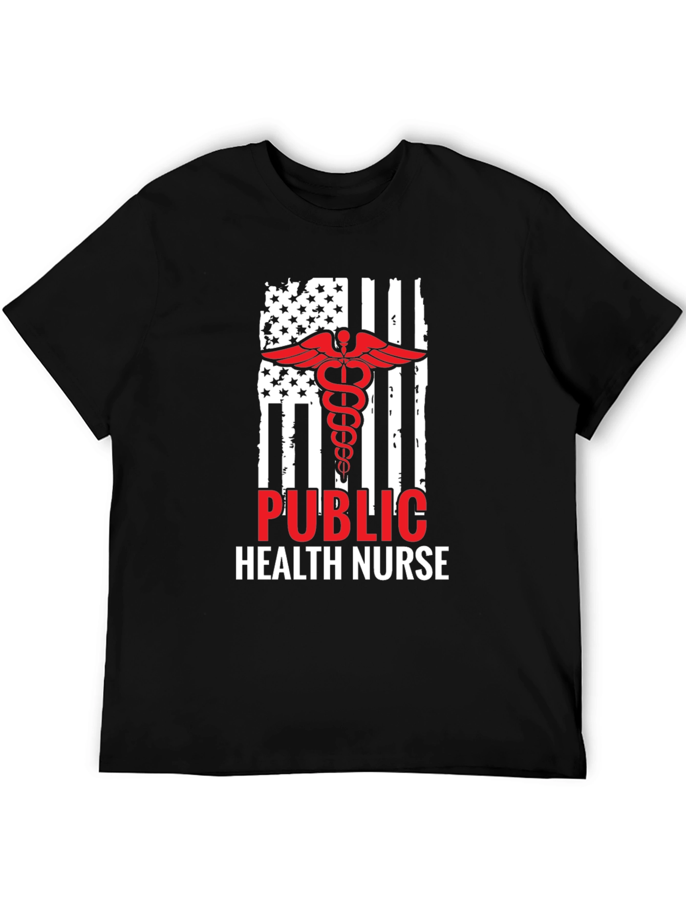 Black Public Health Nurse American Flag T-Shirt view 5