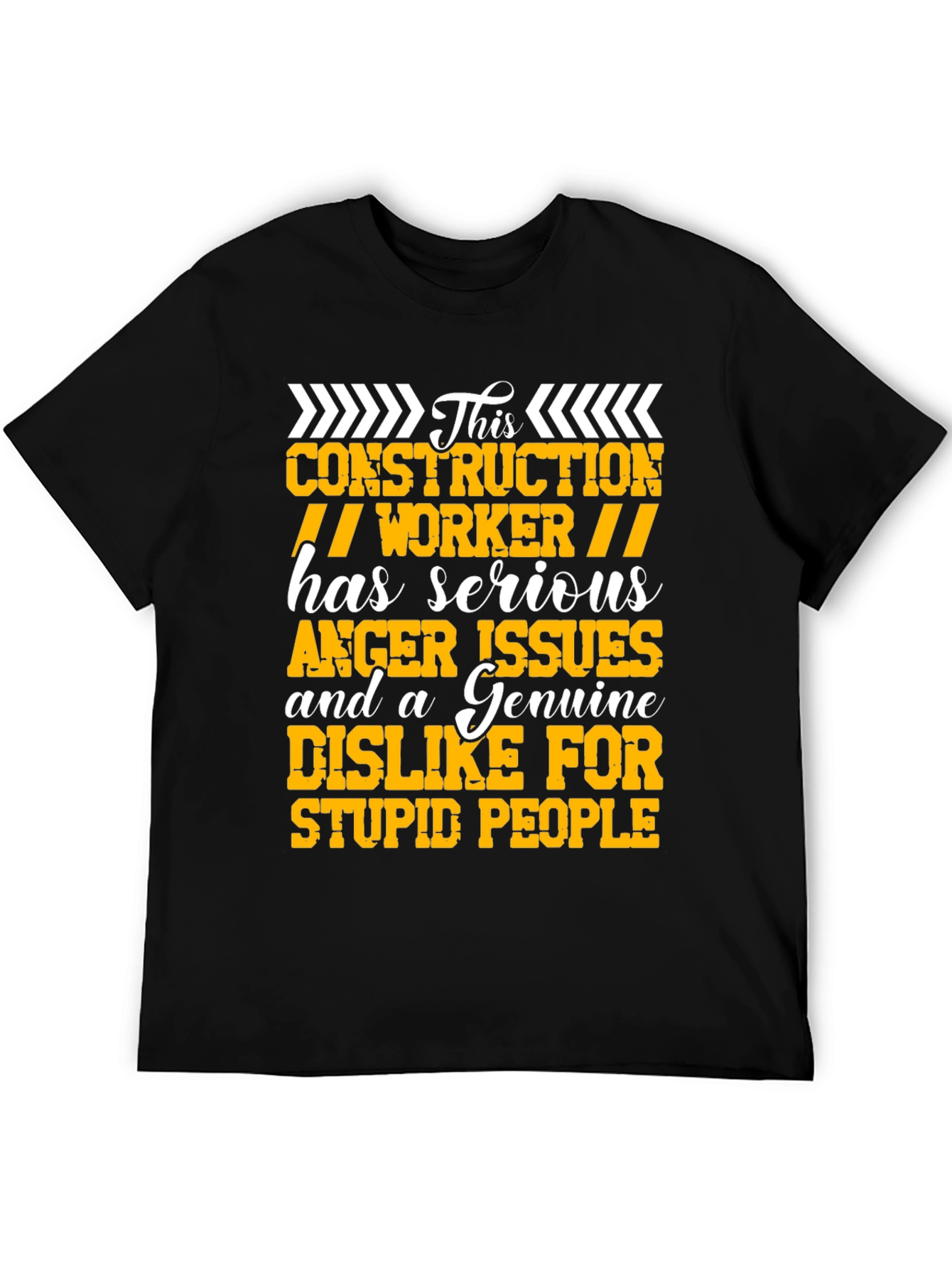 Black Construction Worker Serious Anger Issues Graphic Tee view 5