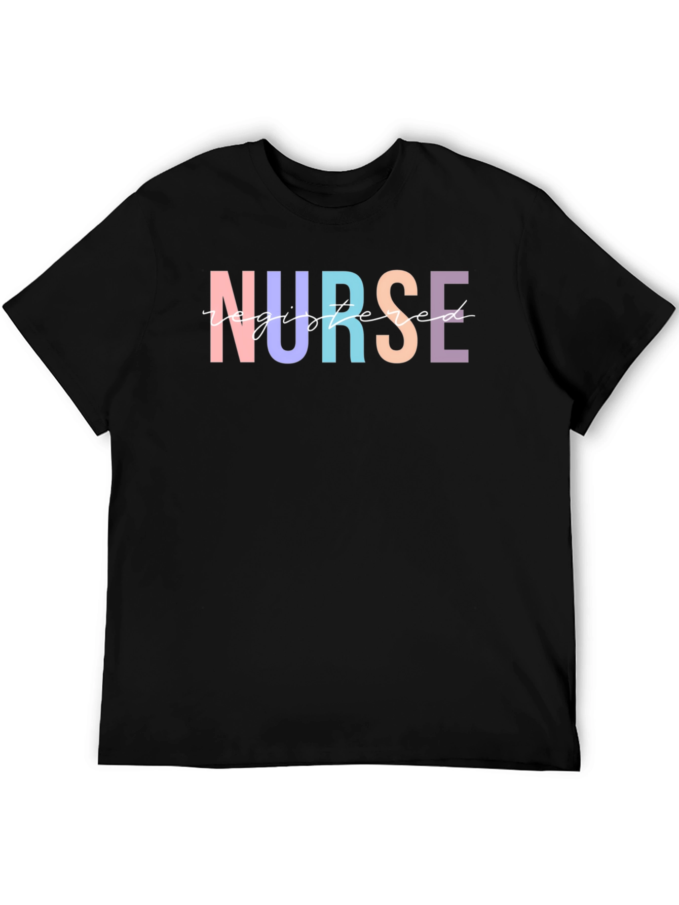 Black Registered Nurse Colorful Graphic T-Shirt view 5