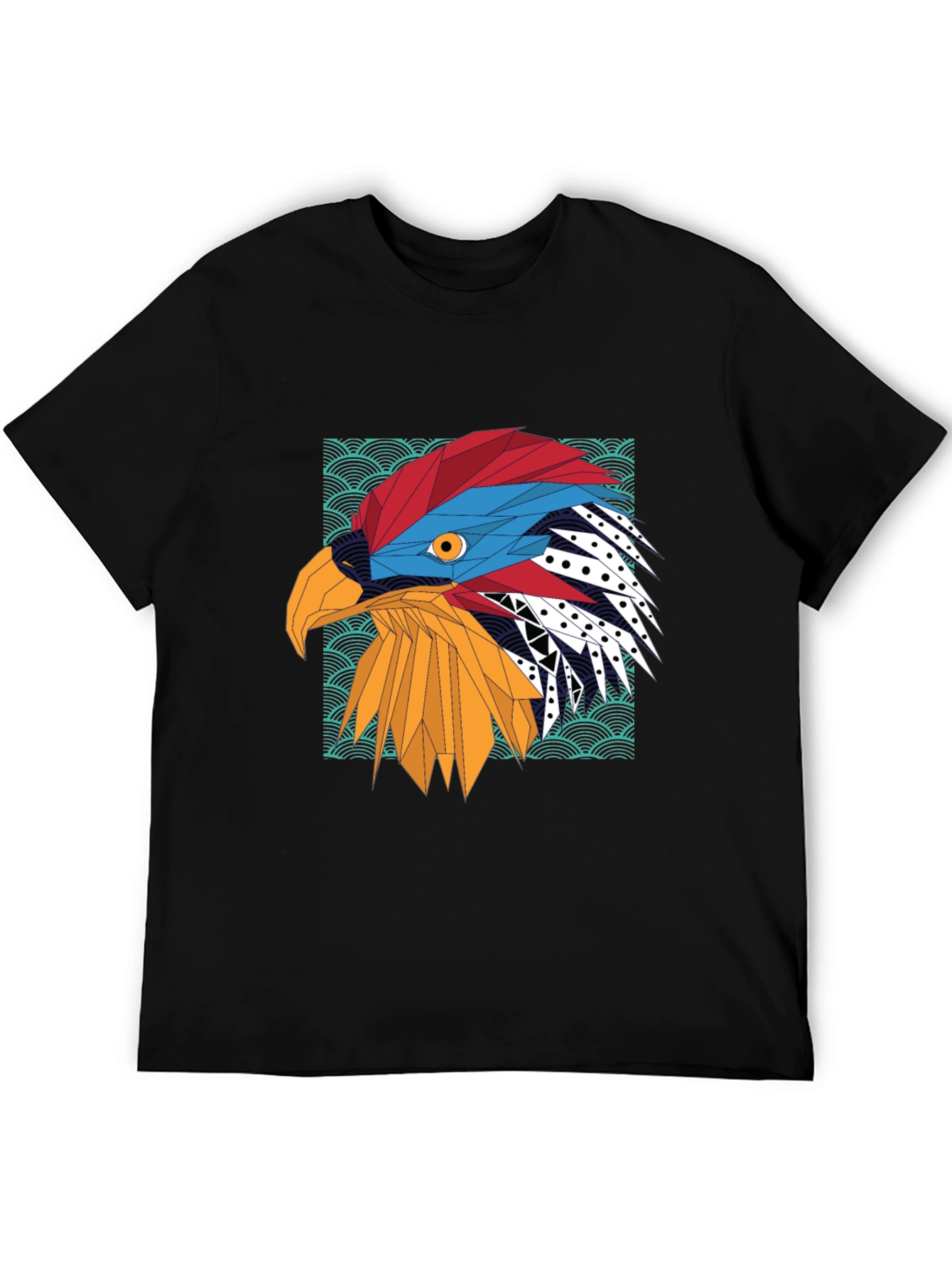 Black Geometric Eagle Graphic Tee - Stylish Men's T-Shirt view 5