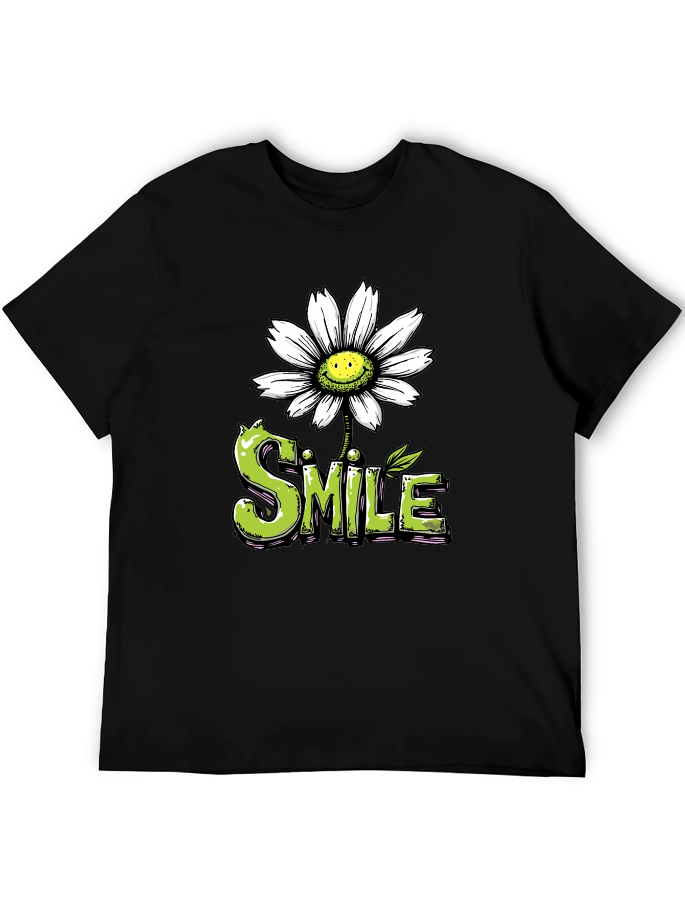 Black Smile Daisy Graphic Tee - Positive Vibes Shirt view 5