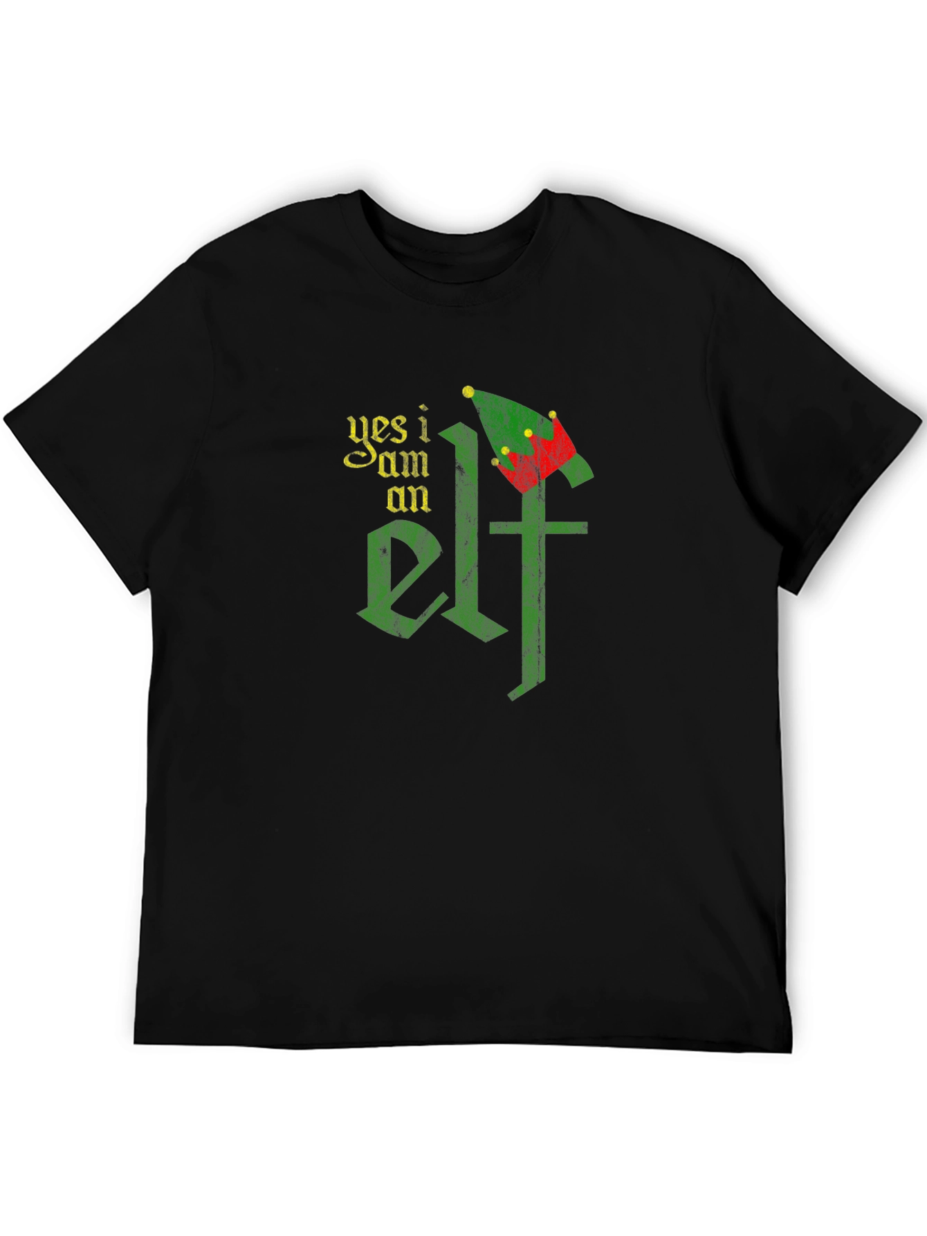 Black Yes I Am An Elf T-Shirt - Holiday Christmas Party Tee view 5