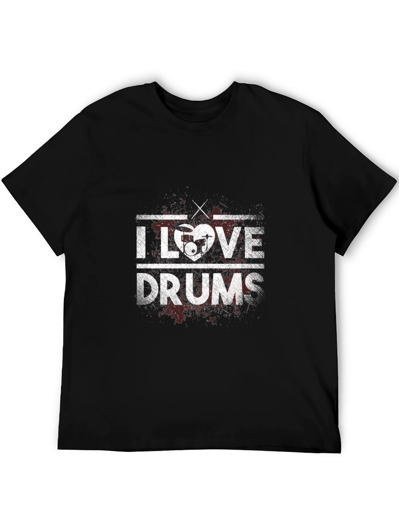 Black I Love Drums Graphic Tee - Musician's T-Shirt view 5