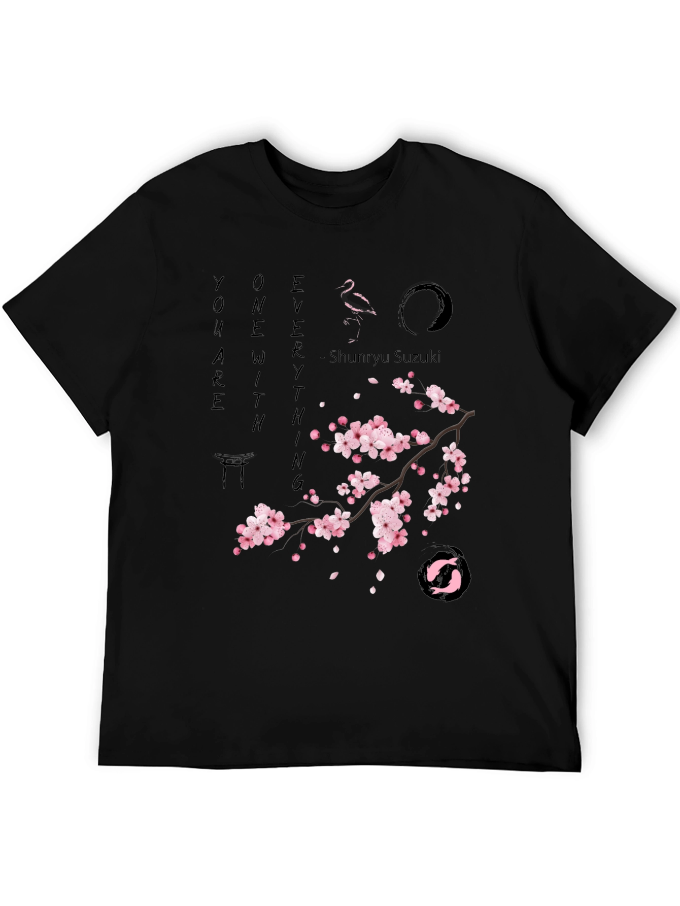 Black Zen Cherry Blossom Graphic T-Shirt - Unisex view 5