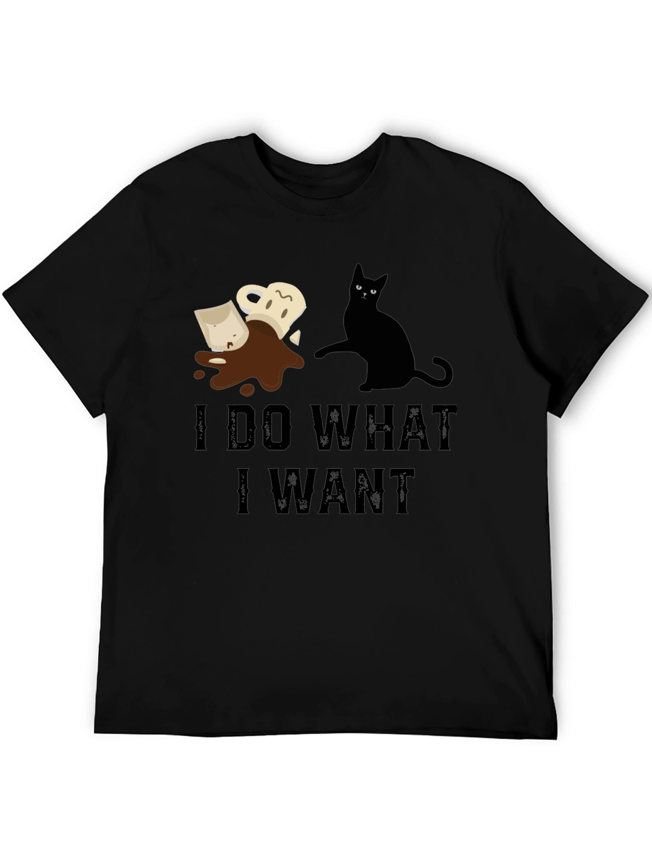 Black I Do What I Want Cat Coffee T-Shirt view 5