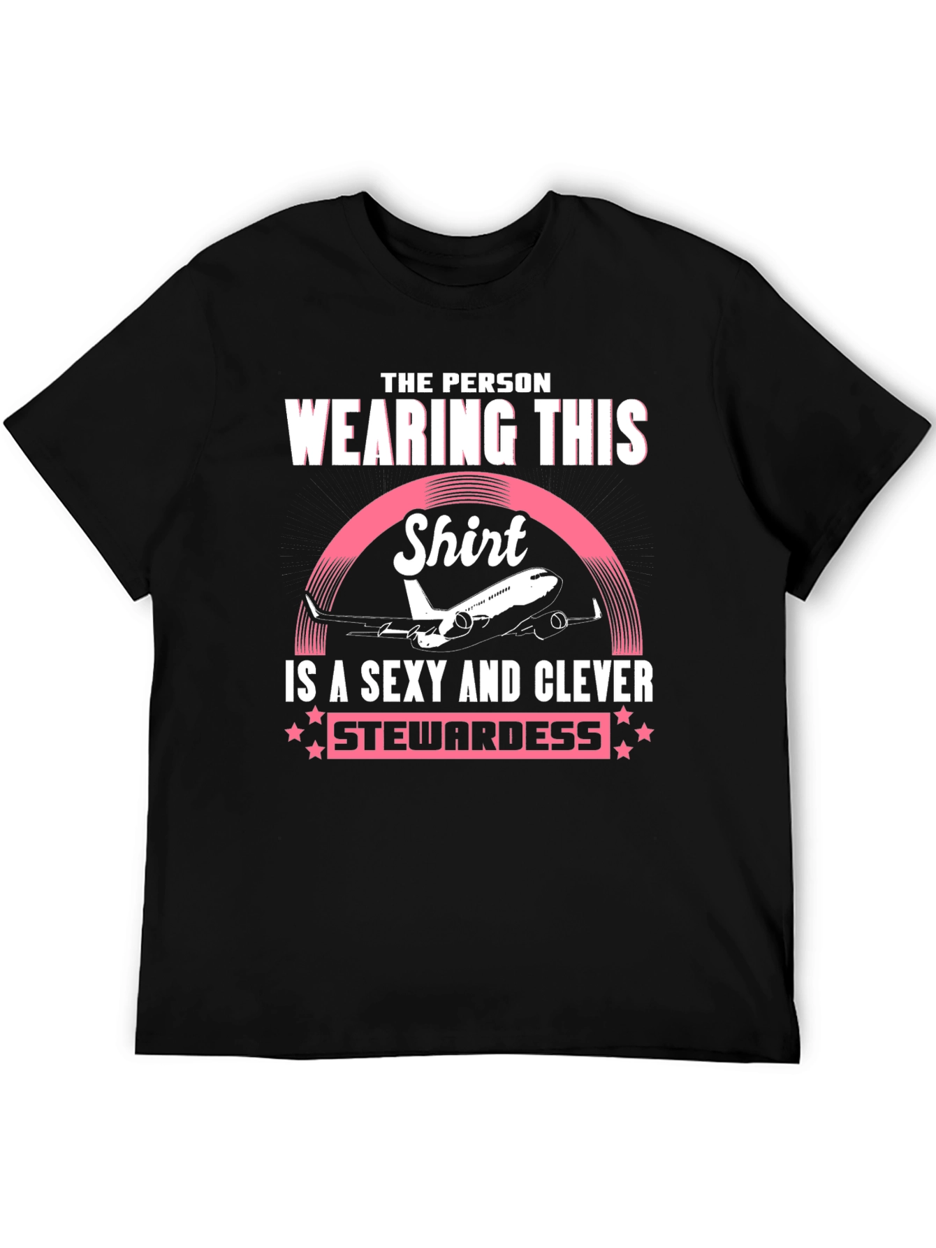 Black Sexy & Clever Stewardess T-Shirt view 5