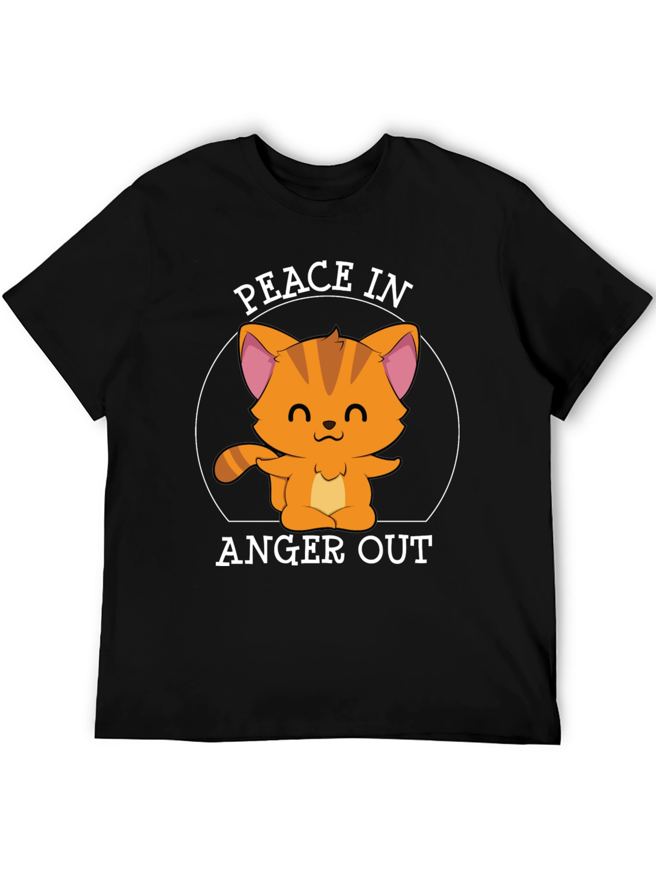 Black Peace In Anger Out Cat T-Shirt view 5