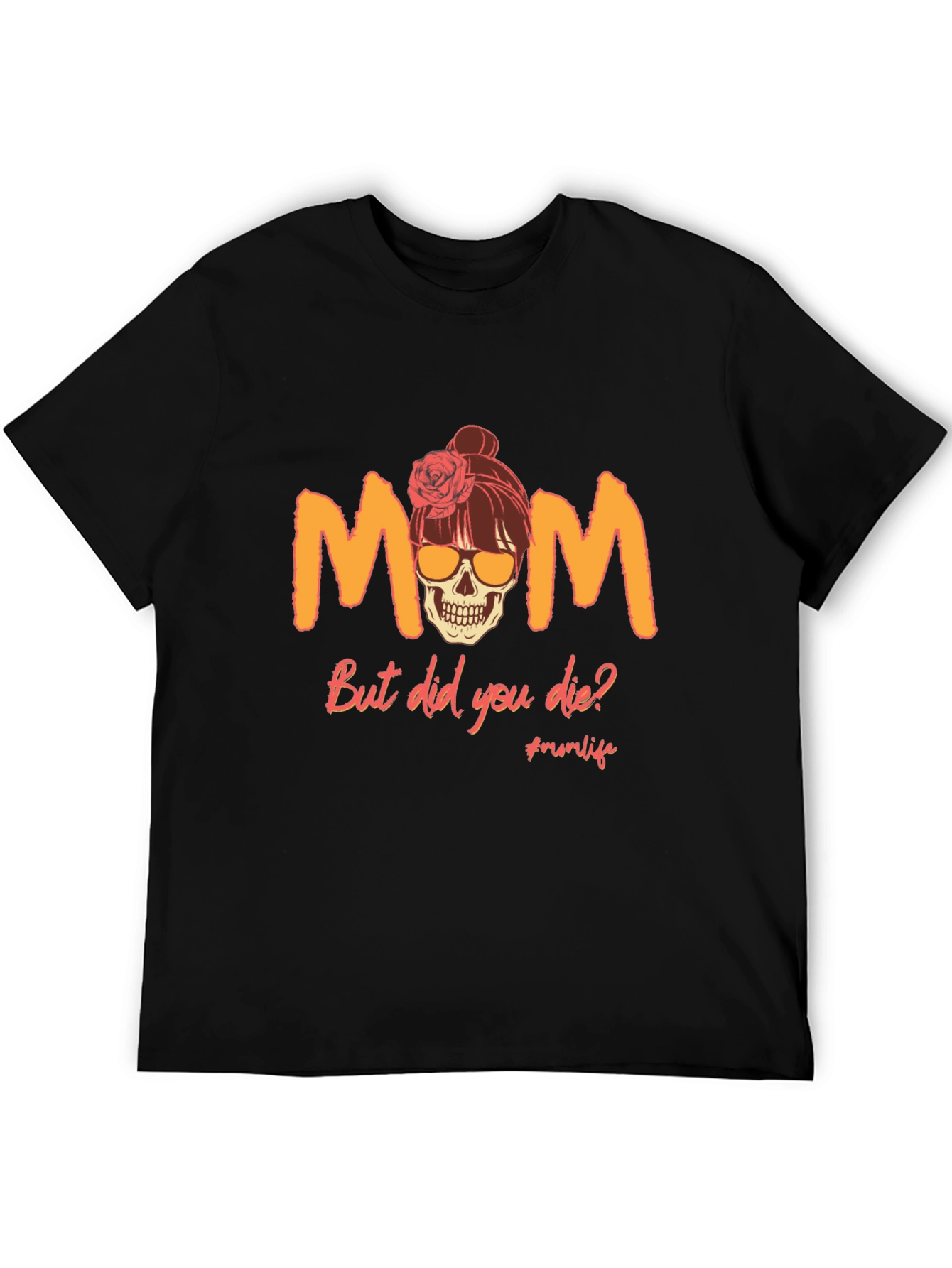 Black Funny Mom Skull Graphic T-Shirt view 5