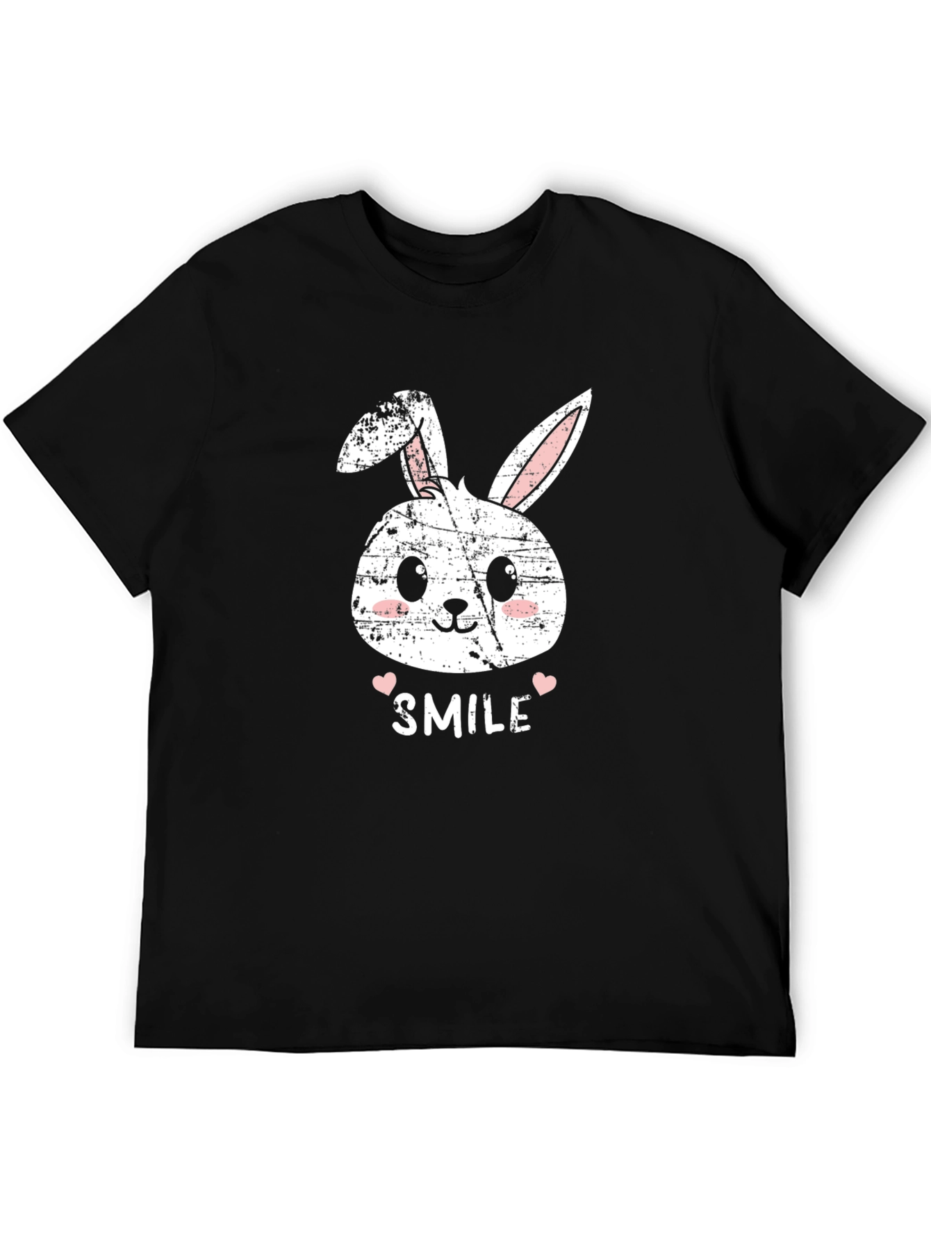 Black Cute Bunny Smile Black T-Shirt view 5