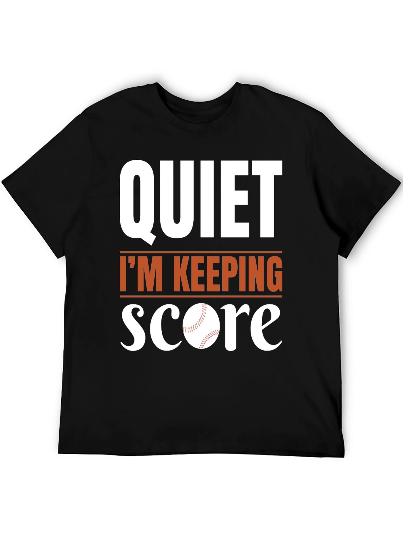 Black Quiet I'm Keeping Score Baseball T-Shirt view 5