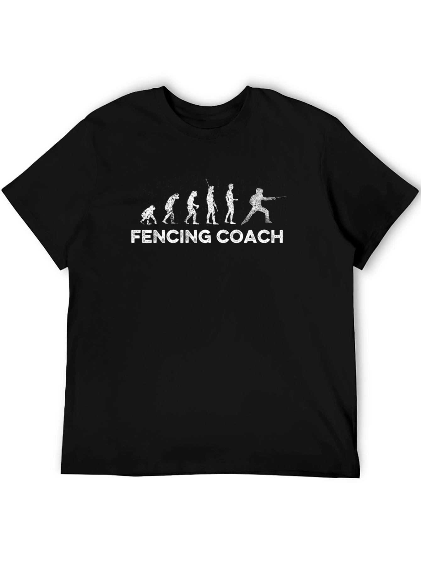 Black Fencing Coach Evolution T-Shirt - Black Cotton Tee view 5
