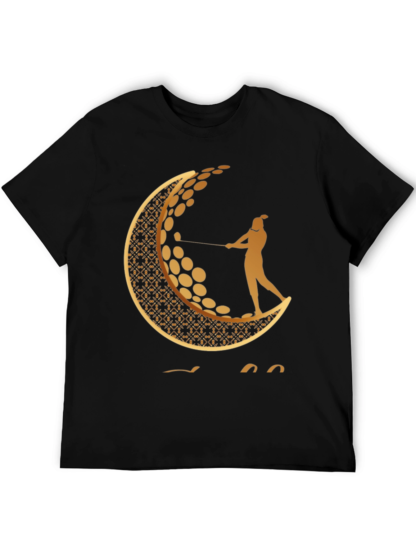 Black Golf Moon Tee - Unique Graphic Print Shirt view 5