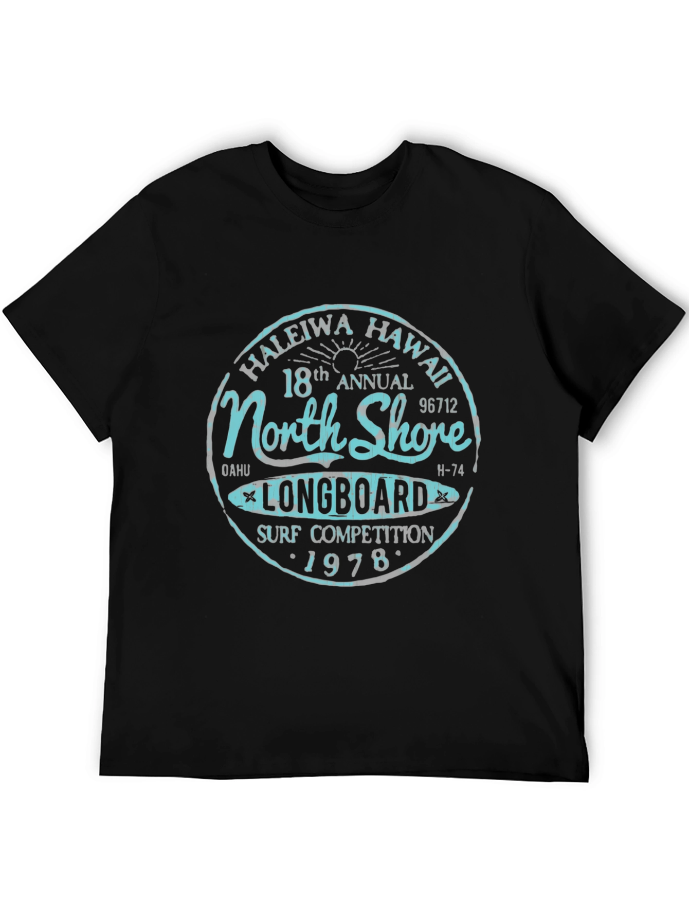 Black North Shore Longboard Surf Competition 1978 T-Shirt view 5