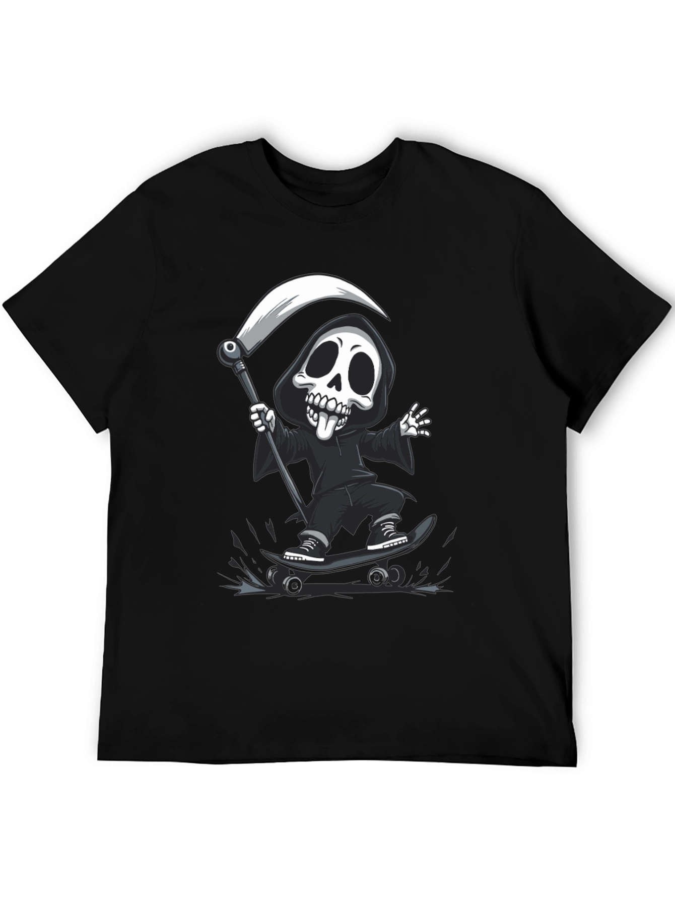 Black Skateboarding Grim Reaper Black T-Shirt view 5