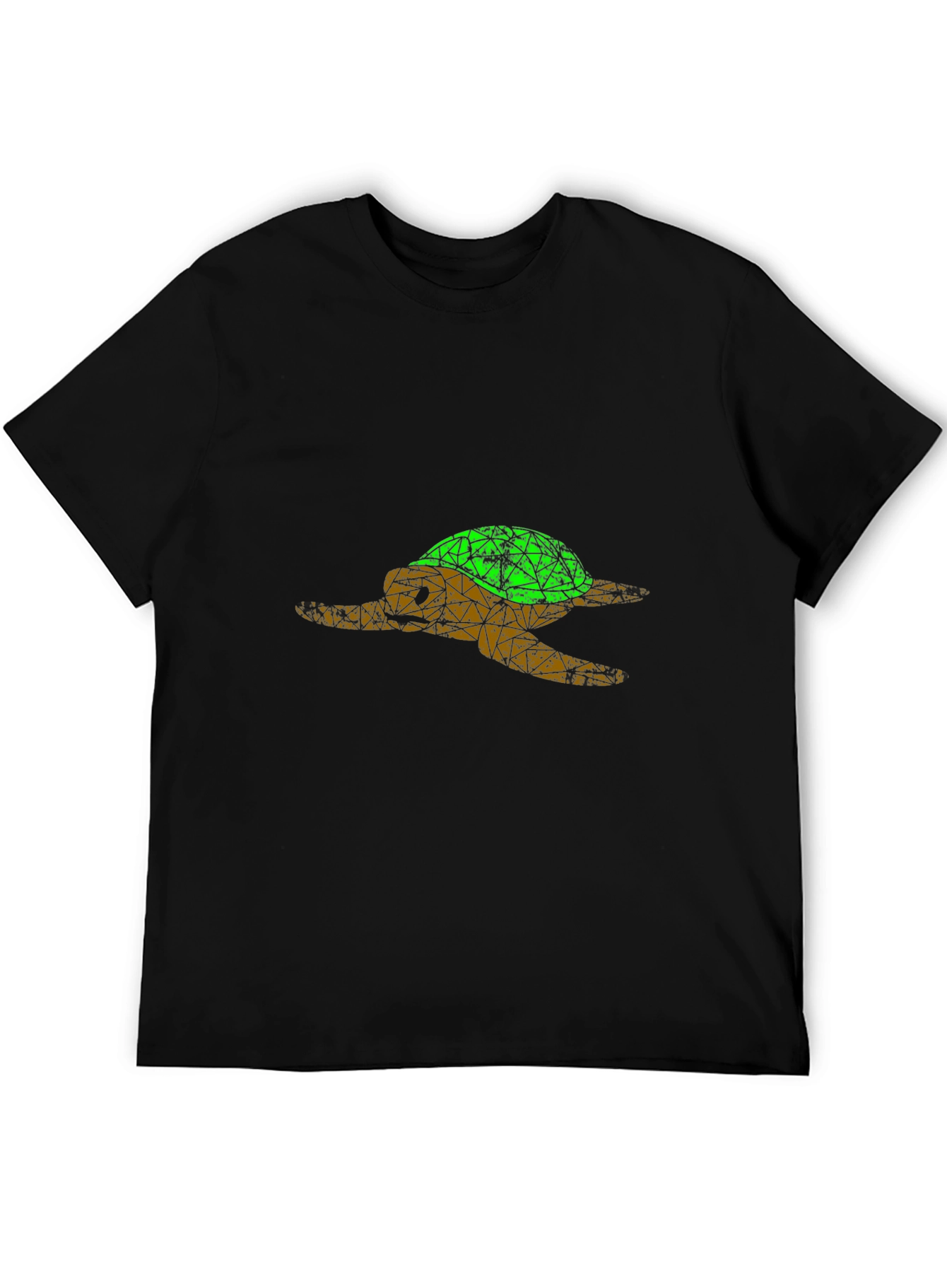 Black Geometric Turtle Graphic Tee - Black Casual Shirt view 5