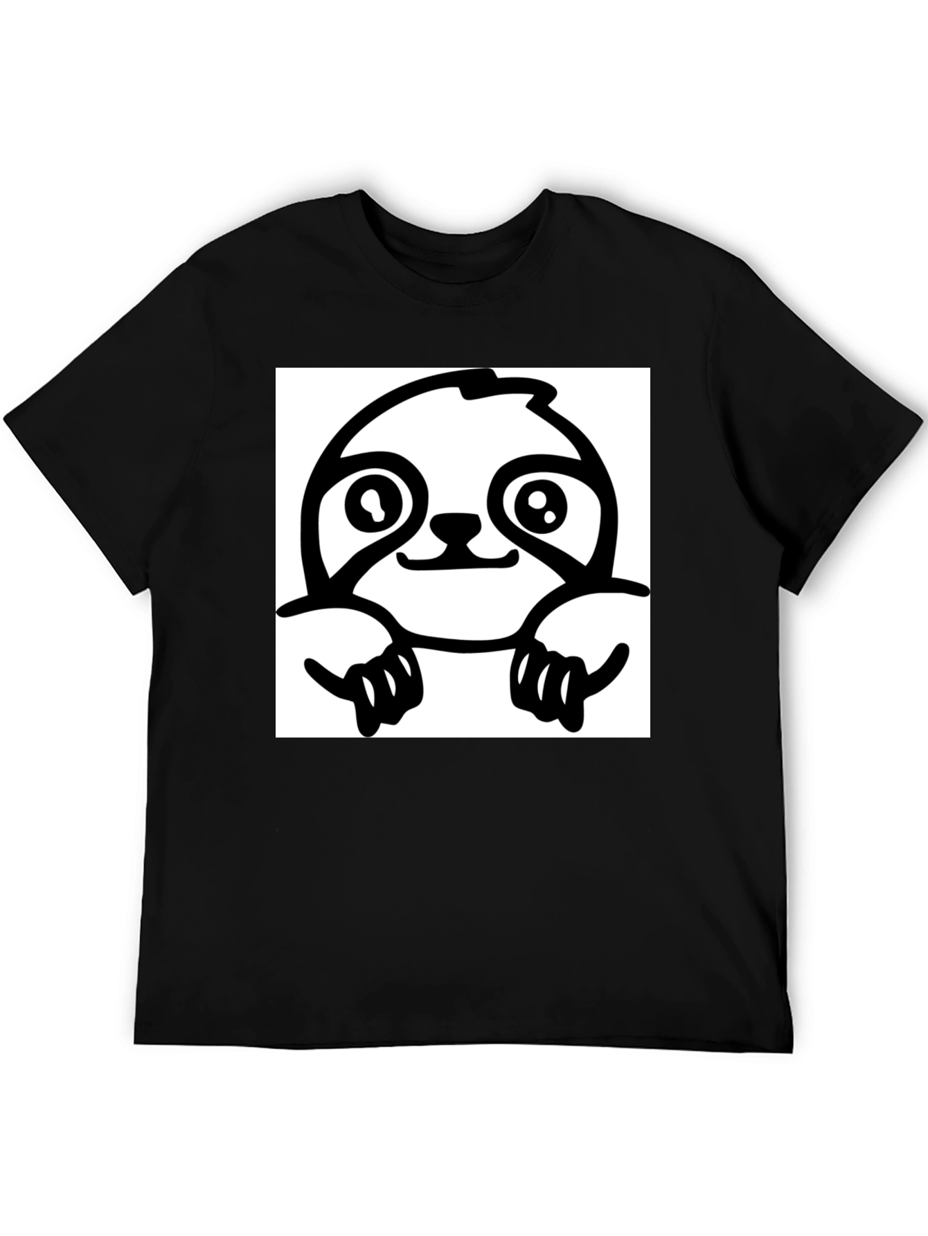 Black Sloth Graphic Tee - Black Cotton T-Shirt view 5