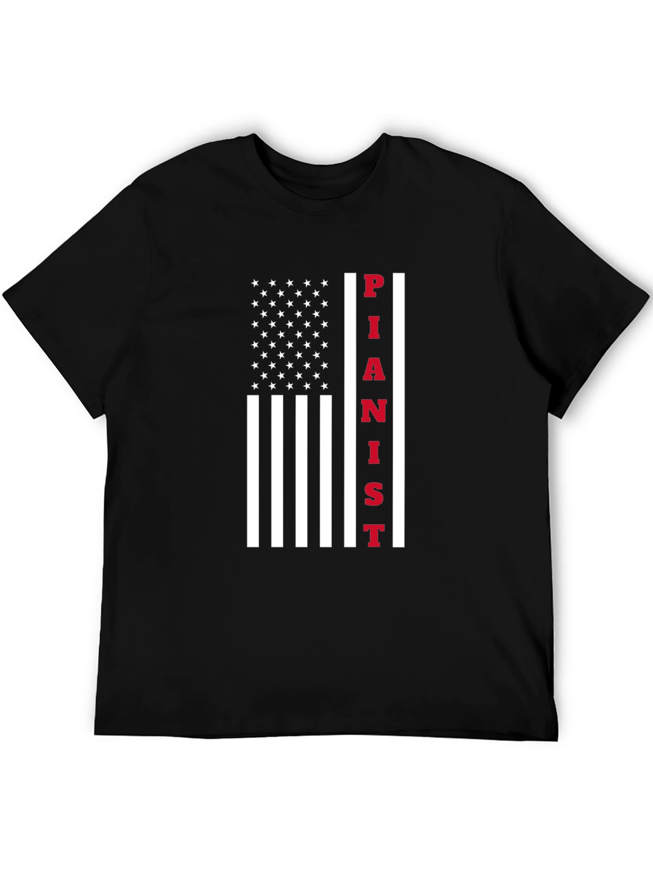 Black Pianist American Flag Graphic T-Shirt view 5