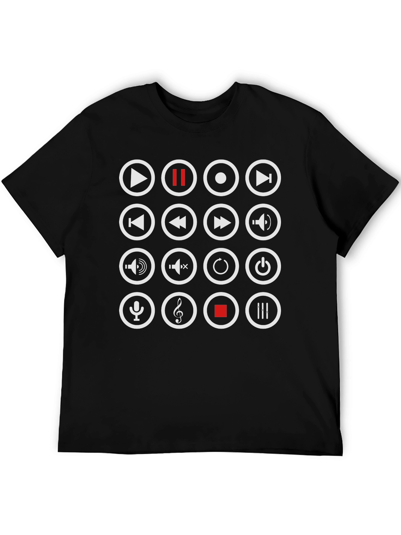 Black Audio Control Button Graphic Tee - Black view 5